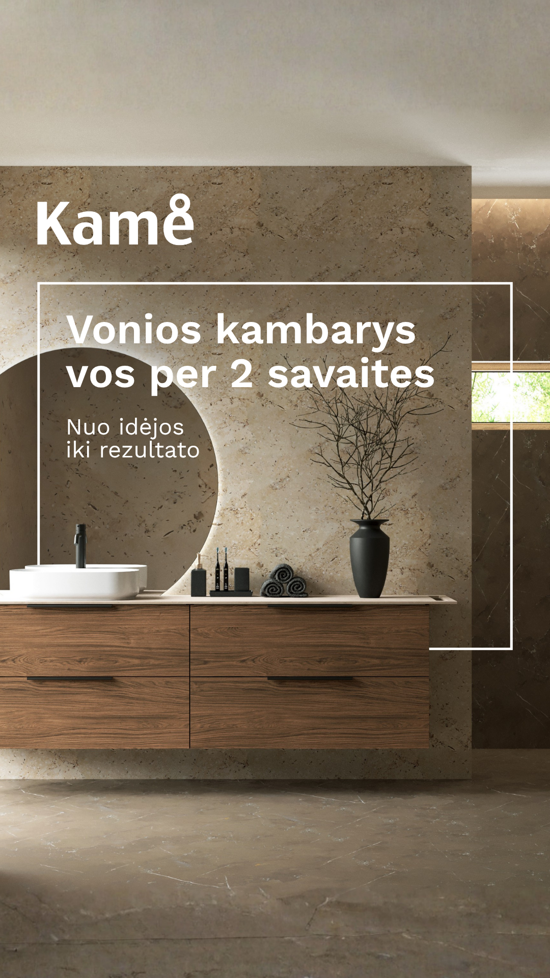 KAME bathroom furniture Facebook ad from Aug 5, 2026