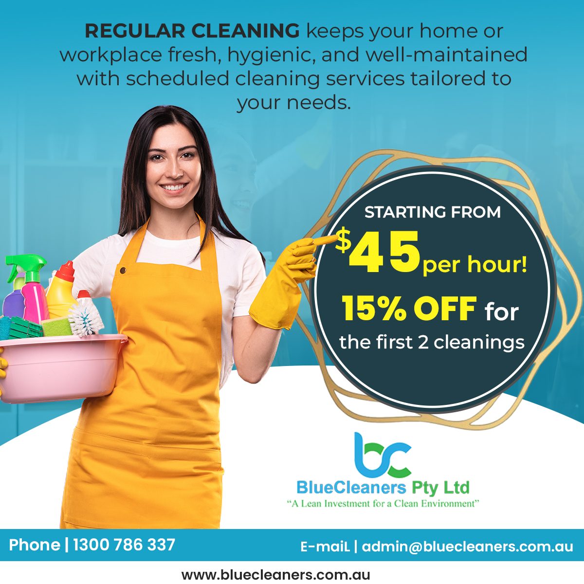 BLUECLEANERS PTY LTD. "A Lean Investment for a Clean Environment" Facebook ad