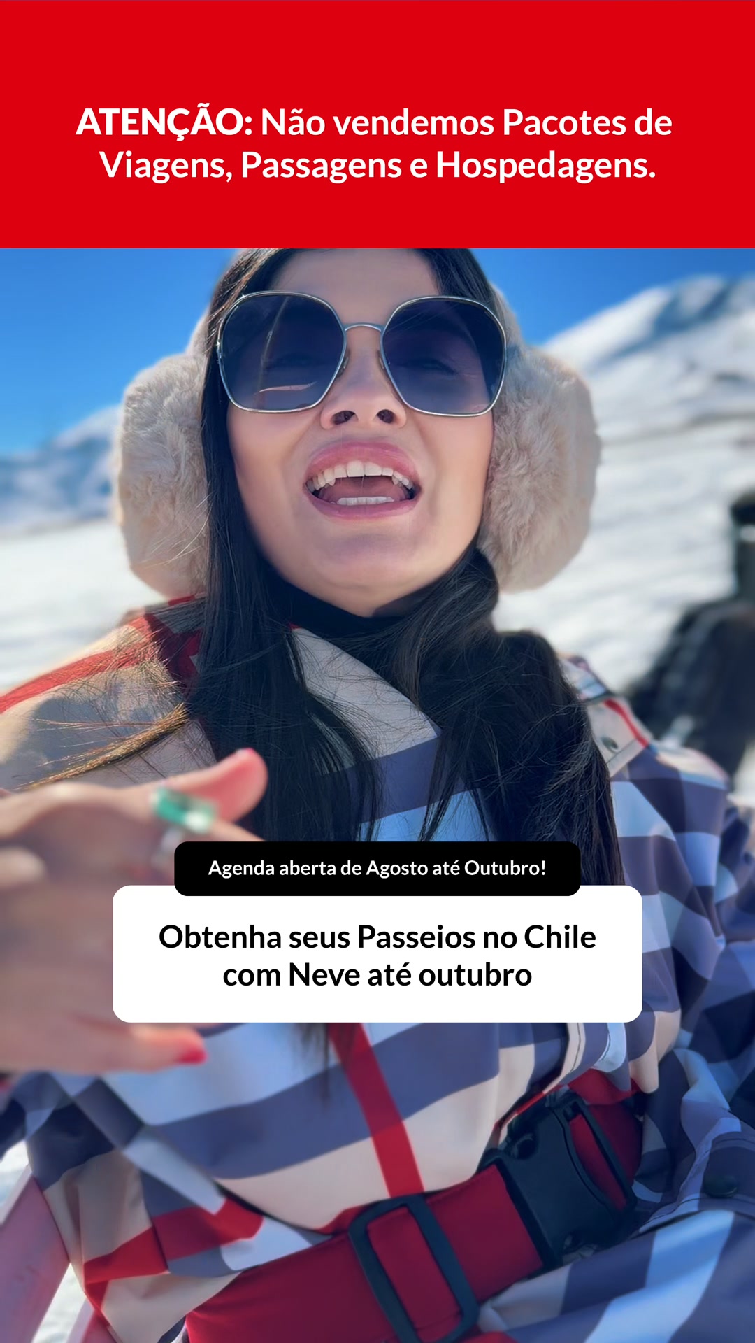 Vem Pro Chile com Greice Facebook ad: Agende seus Passeios no Chile
