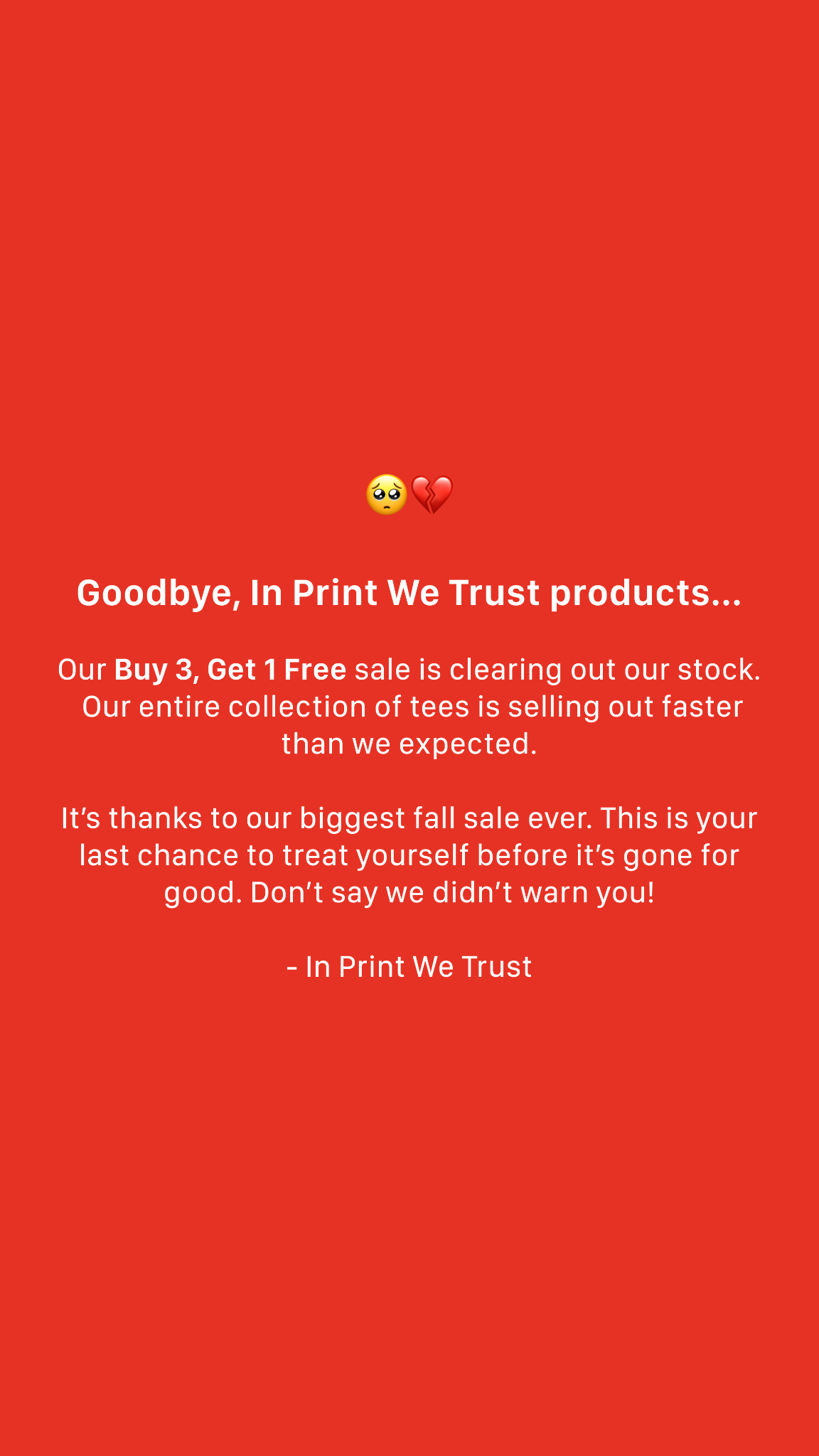 In Print We Trust Facebook ad