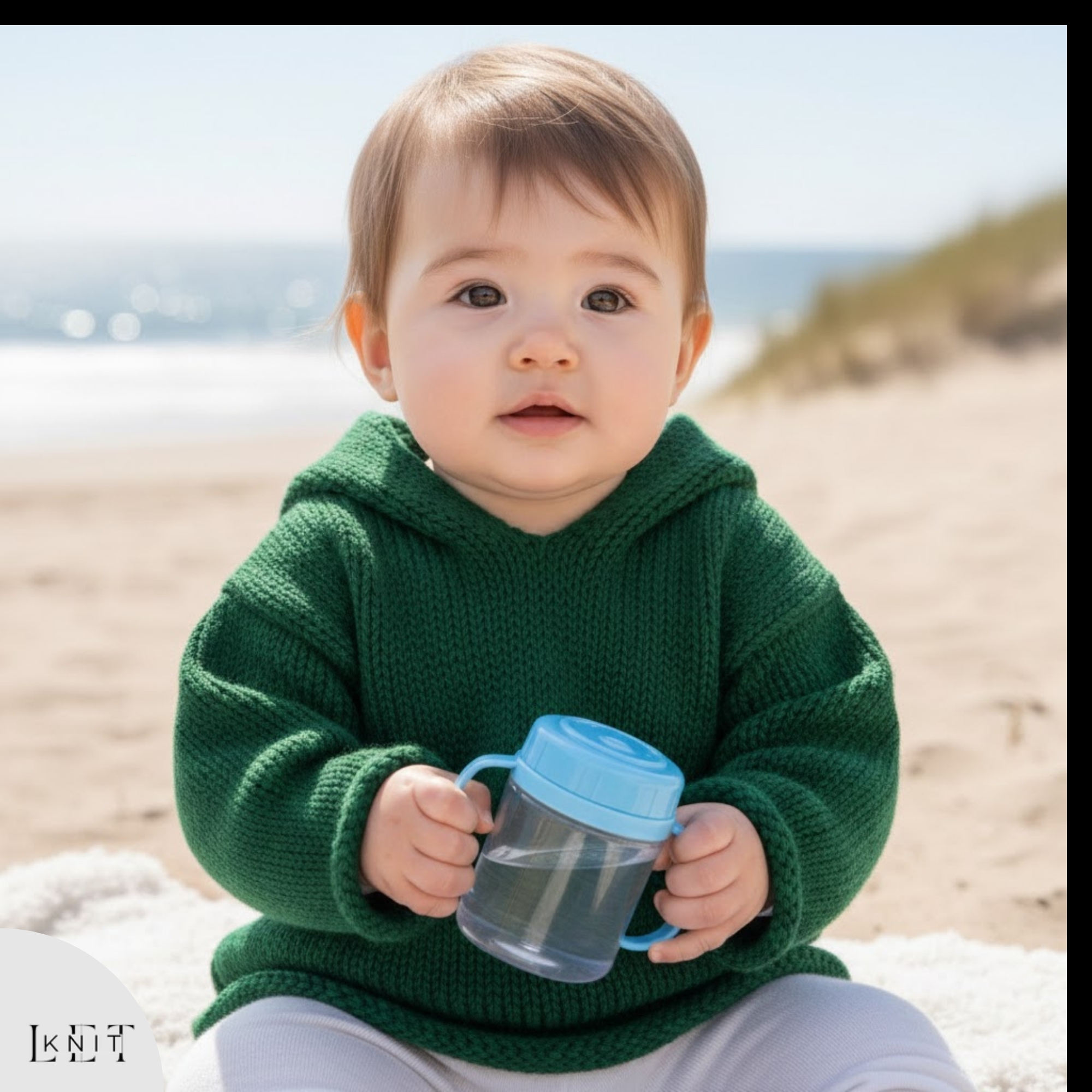Let's Knit Facebook ad: Unisex Little Hoodie Sweater Knitting Pattern