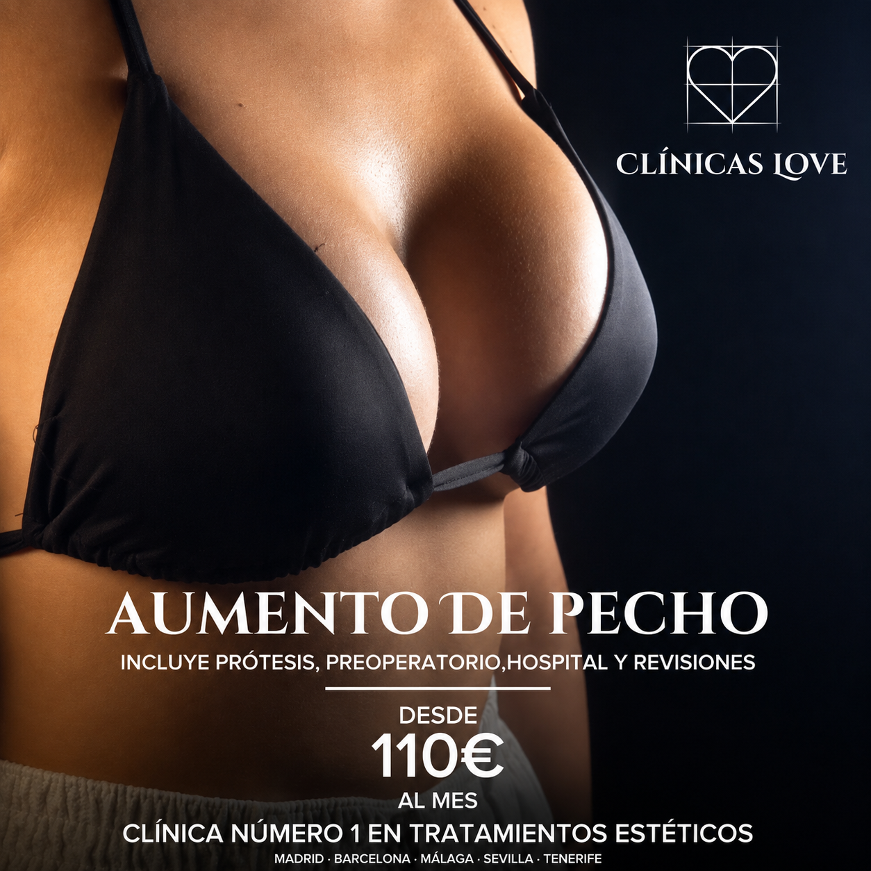 Clínicas Love Madrid - Cirugía y Medicina Estética Facebook ad: Aumento de Pecho desde 110€/mes