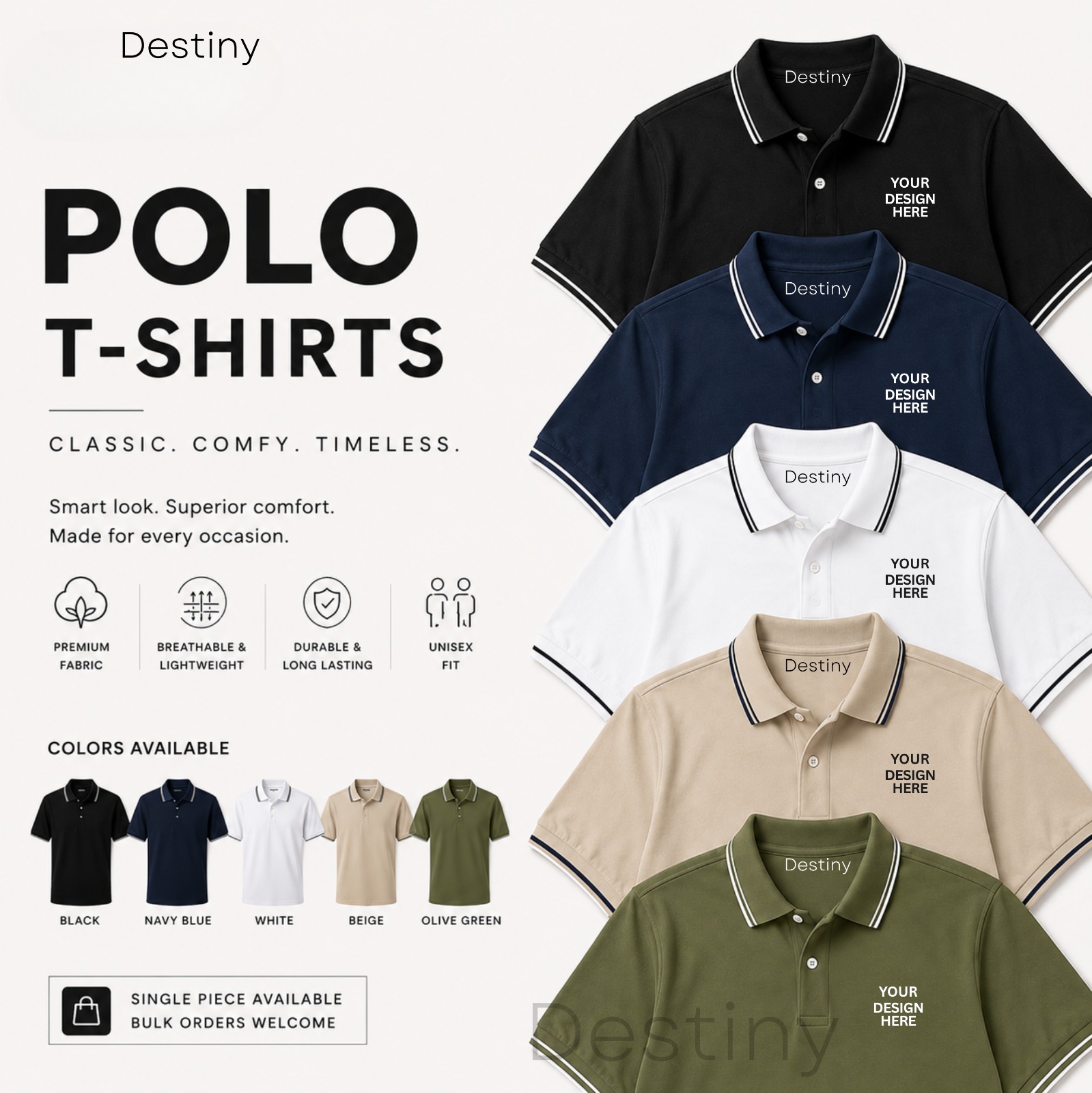 Destiny Clothing Facebook ad: Custom Logo T-Shirts for Your Brand