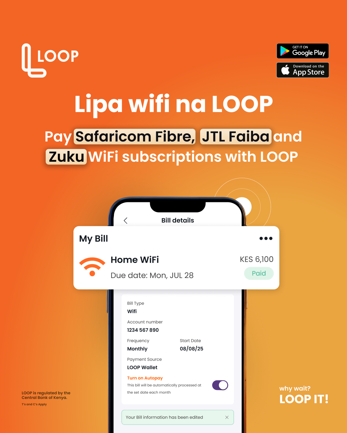 LOOP Kenya Facebook ad: Pay Your WiFi Bill in Seconds with LOOP
