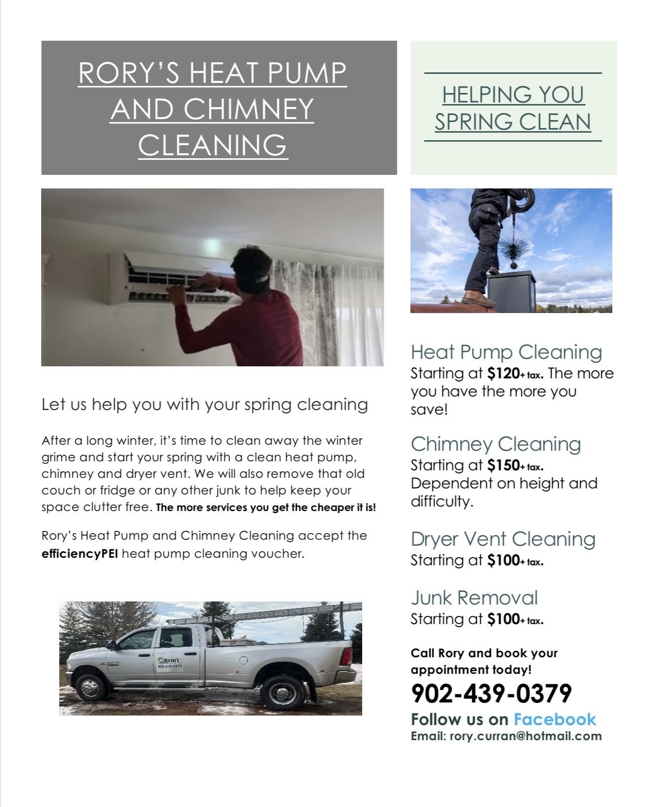 Rory’s Heat Pump and Chimney Cleaning Facebook ad