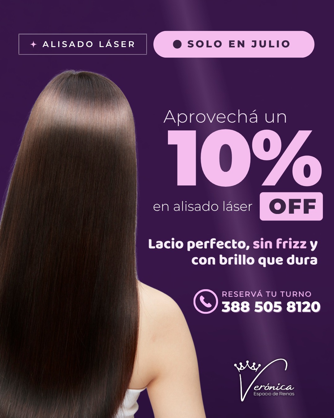 Verónica espacio de reinas Facebook ad: Tu alisado dura más con el cuidado correcto