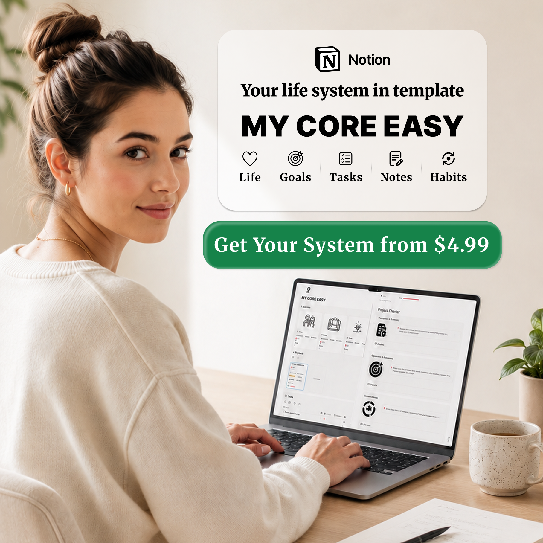 My Core - Notion Templates Facebook ad: My Core Easy Notion Template - Get Your Life System from…