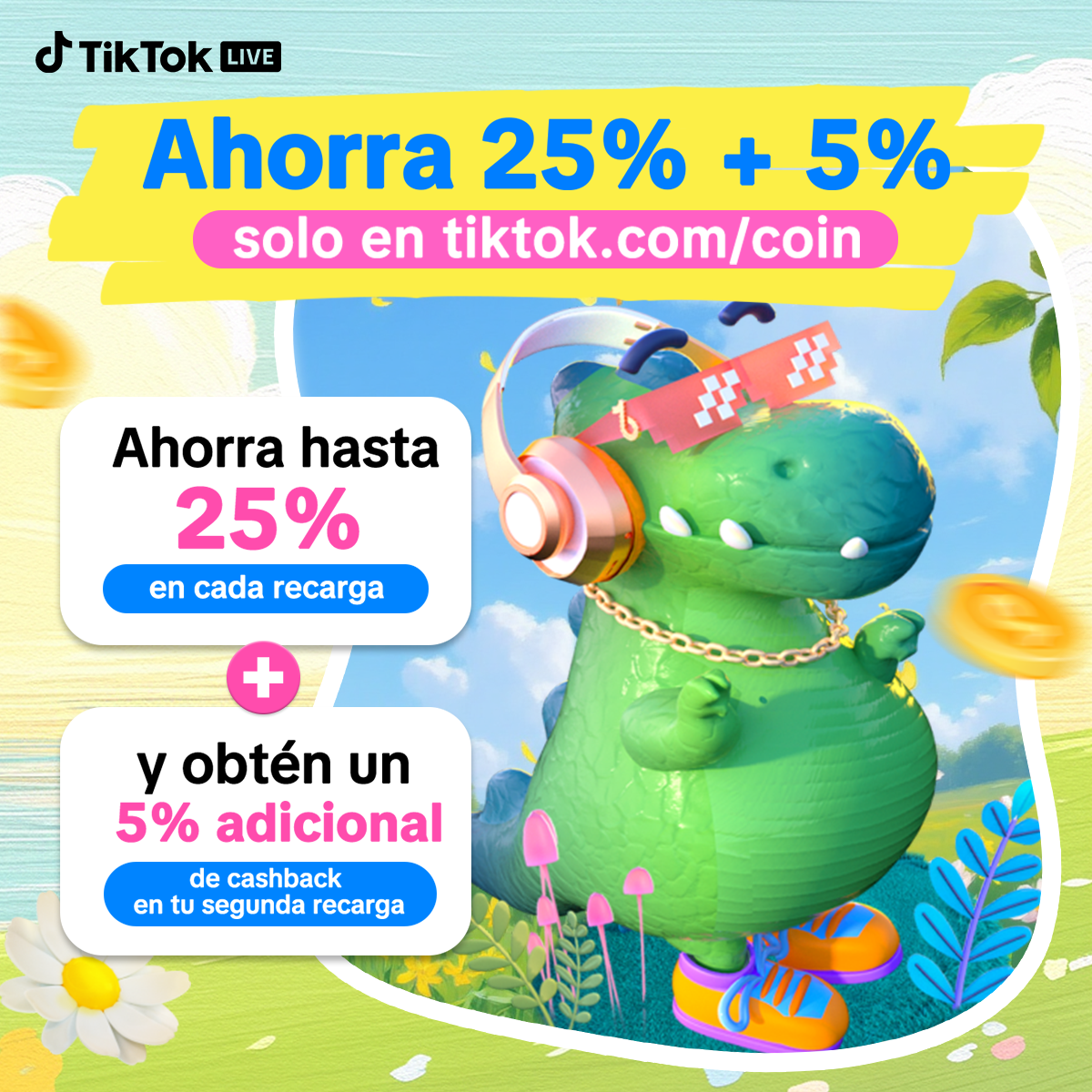 TikTok LIVE-Latam Facebook ad: Ahorra en monedas de TikTok online