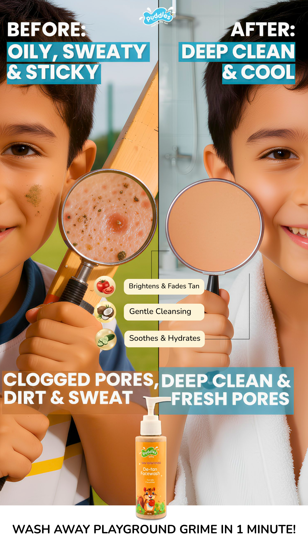 Puddles Kids Organic Care Facebook ad from Feb 23, 2026