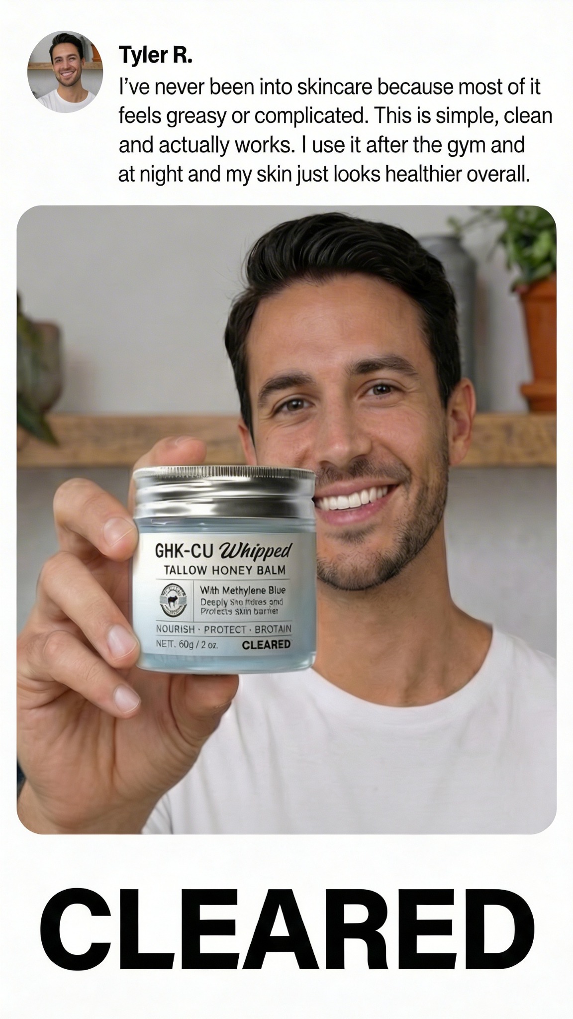 TryCleared Facebook ad: Upgrade Your Skin, 53% Off