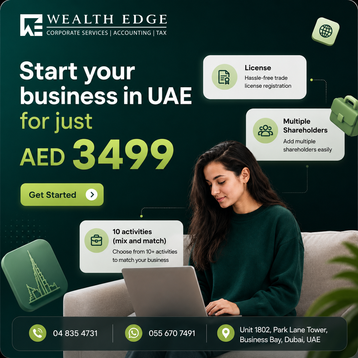 Wealth Edge Corporate Services Facebook ad: Contact us