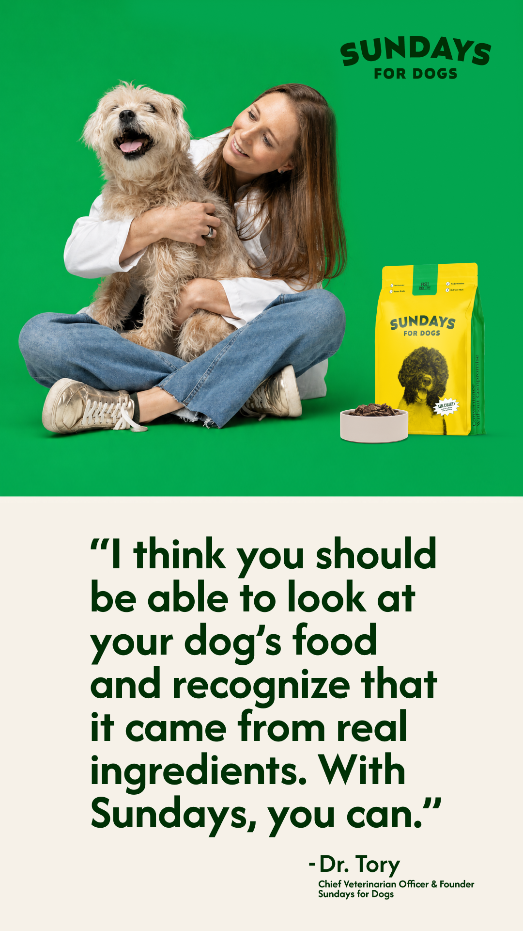 Sundays Facebook ad: Sundays Air-Dried Food for Dogs