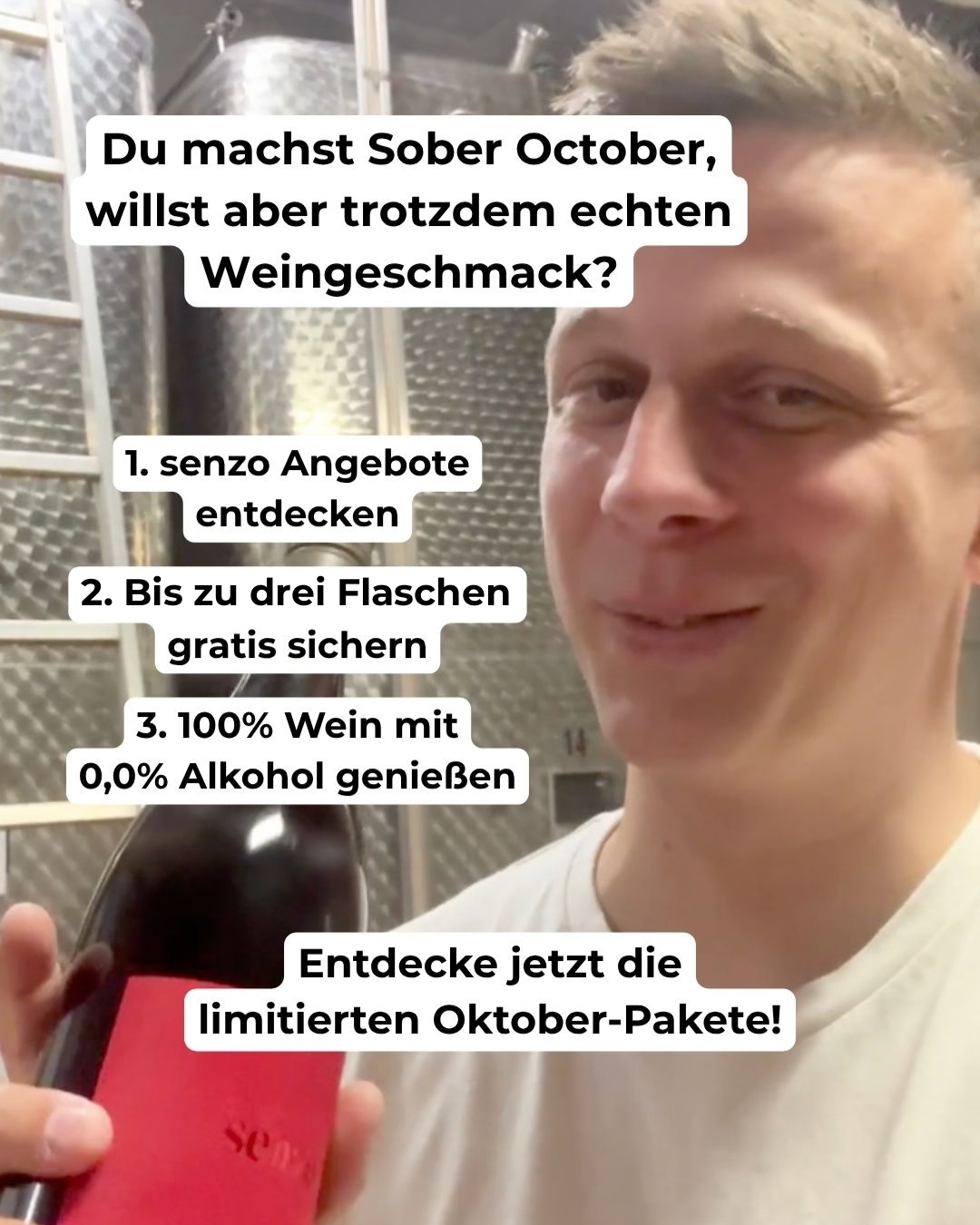Senzo Facebook ad: 100% Wein, 0,0% Alkohol