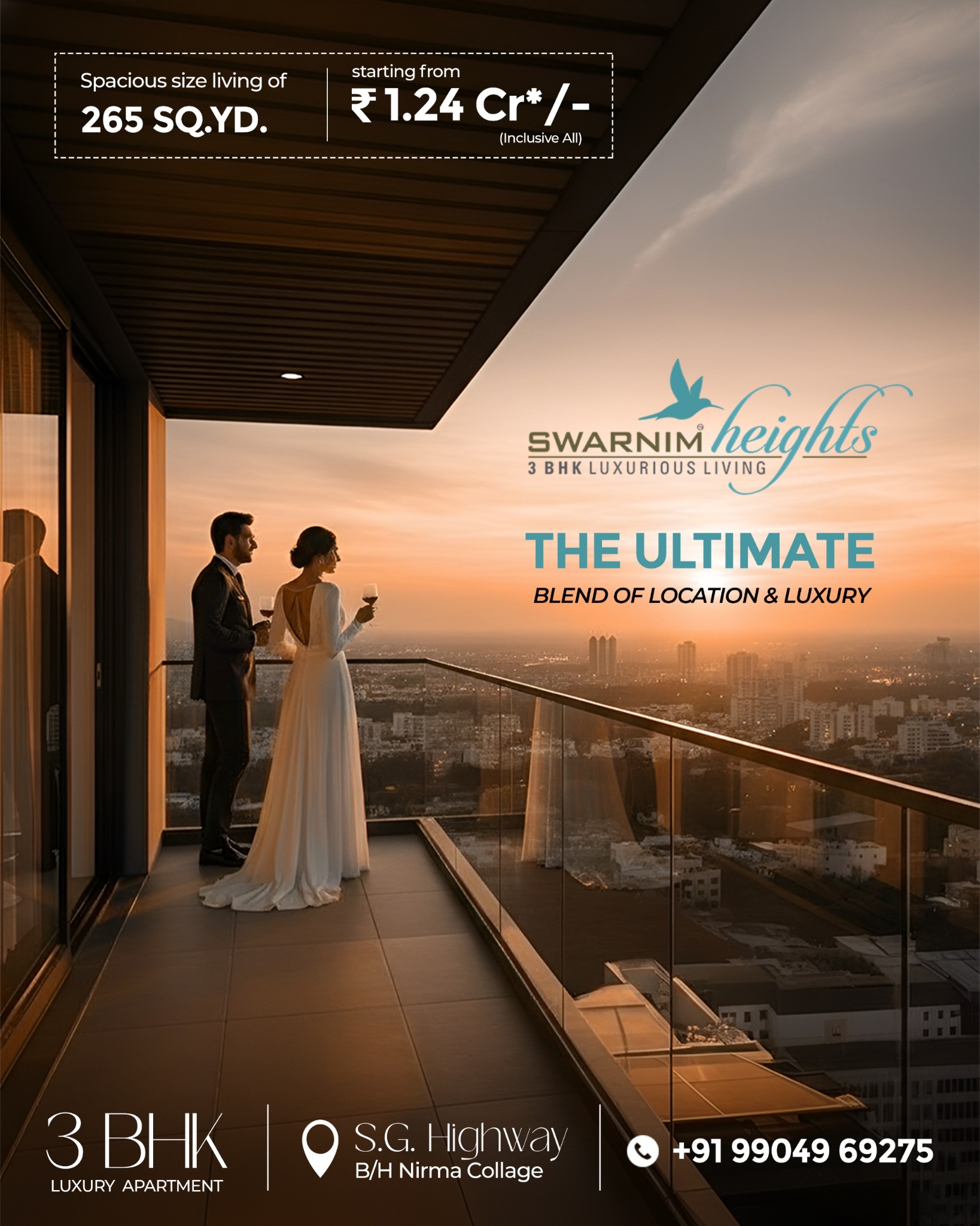 Swarnim Heights Facebook ad: Spacious 3 BHK Near S.G. Highway