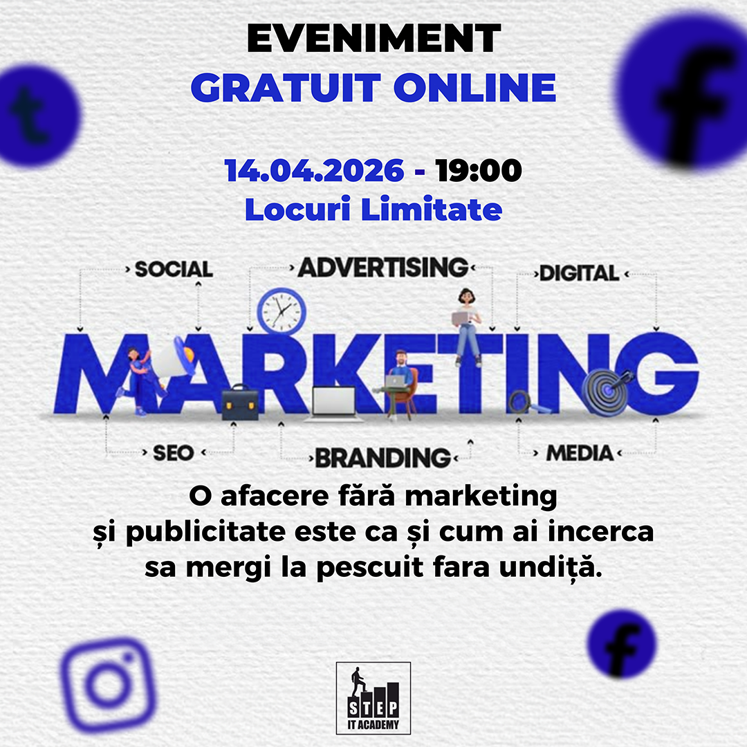 STEP IT Academy Bucharest Facebook ad: 14 aprilie, ora 19:00