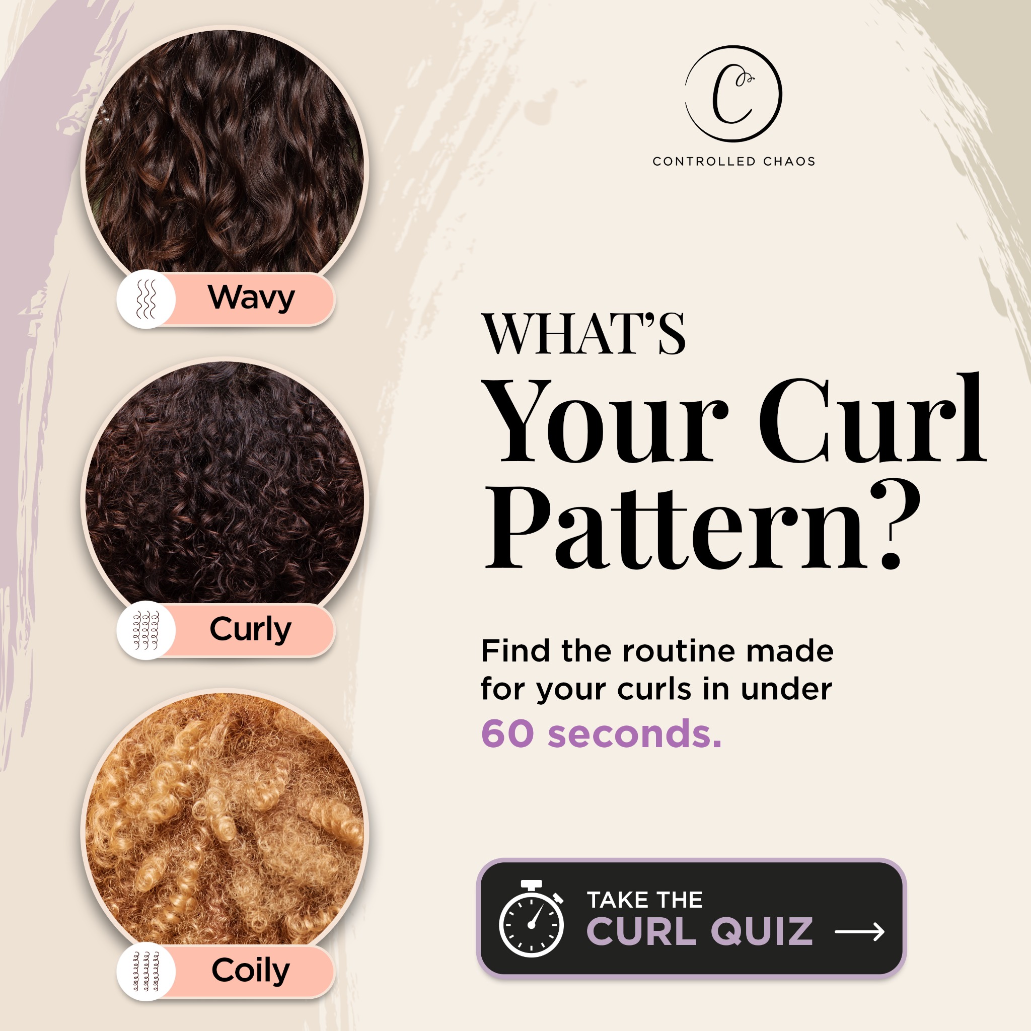 Controlled Chaos Facebook ad: Take the Curl Quiz