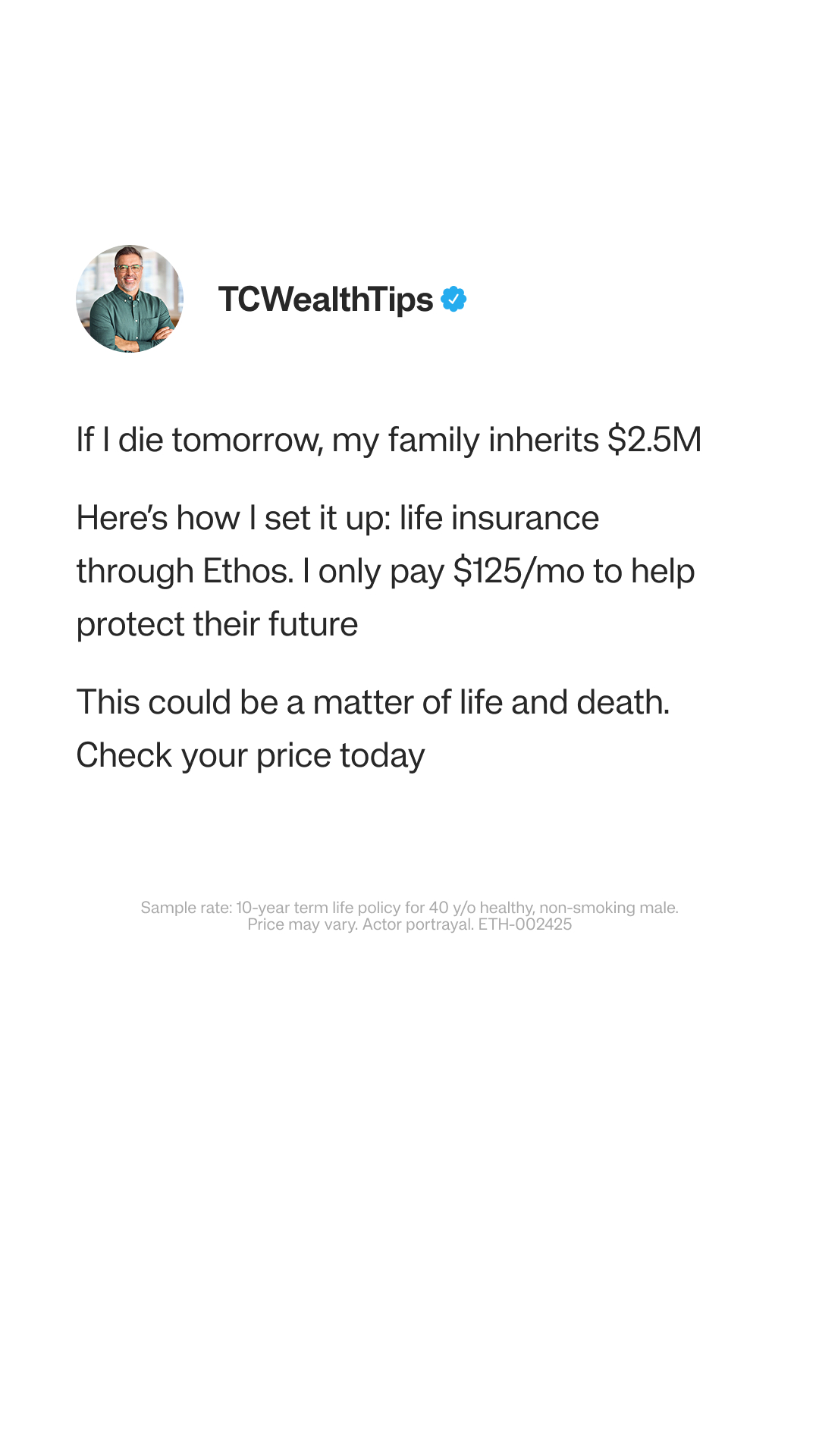 Ethos Facebook ad