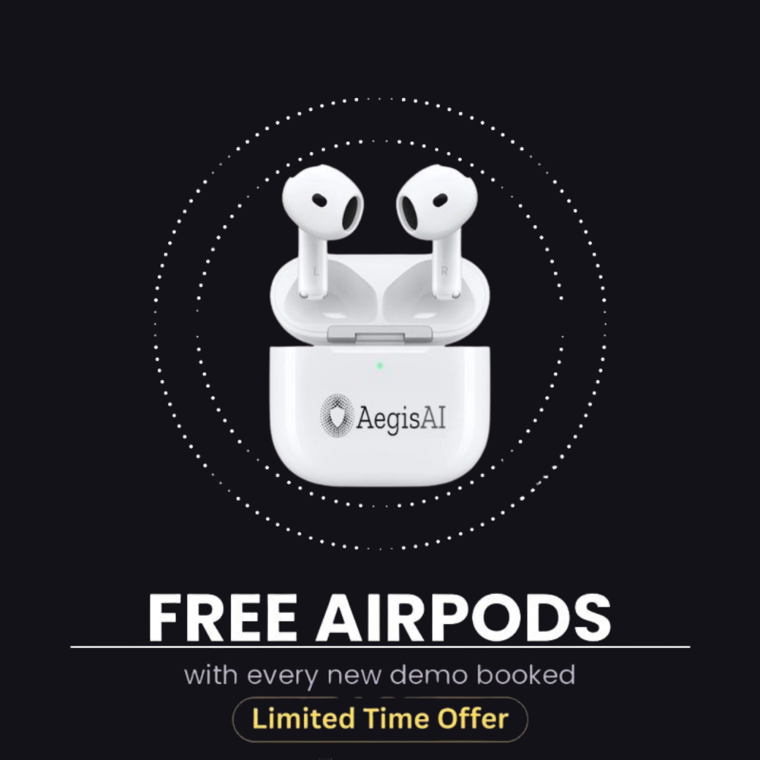 Aegis AI Security Facebook ad: Experience AegisAI: Free AirPods with Demo!