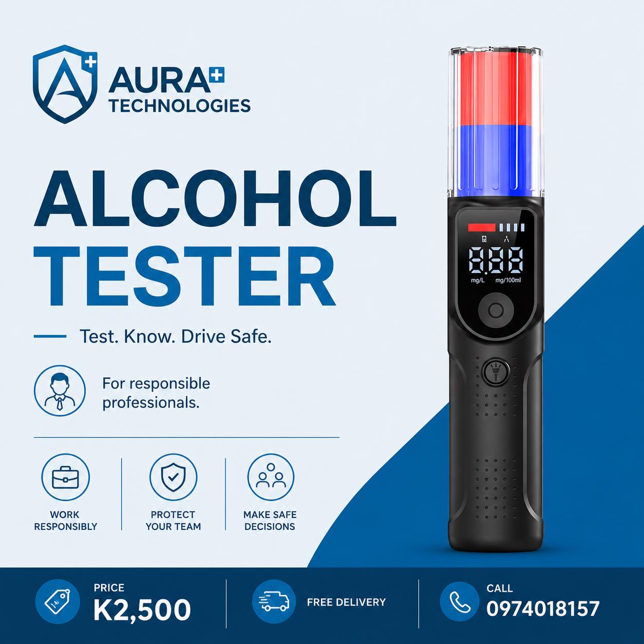 Aura Plus Technologies Facebook ad: ALCOHOL TESTER AVAILABLE
