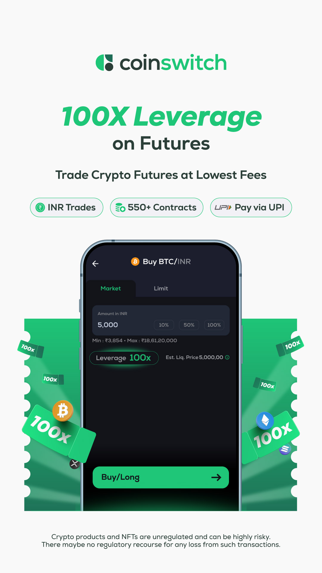 CoinSwitch Facebook ad: India's Safest Crypto Platform