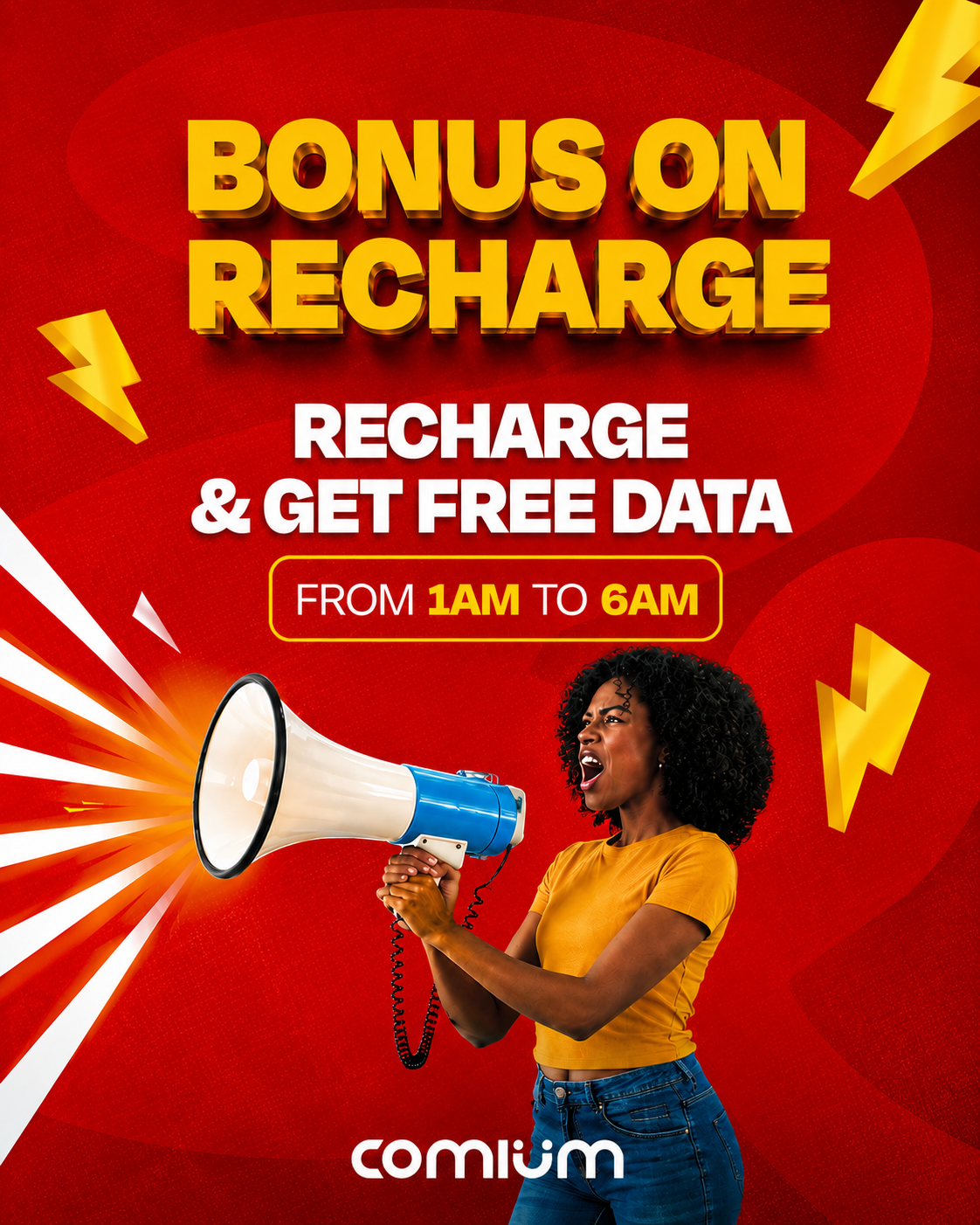 Comium Gambia Facebook ad: Late-night recharge rewards are here!
