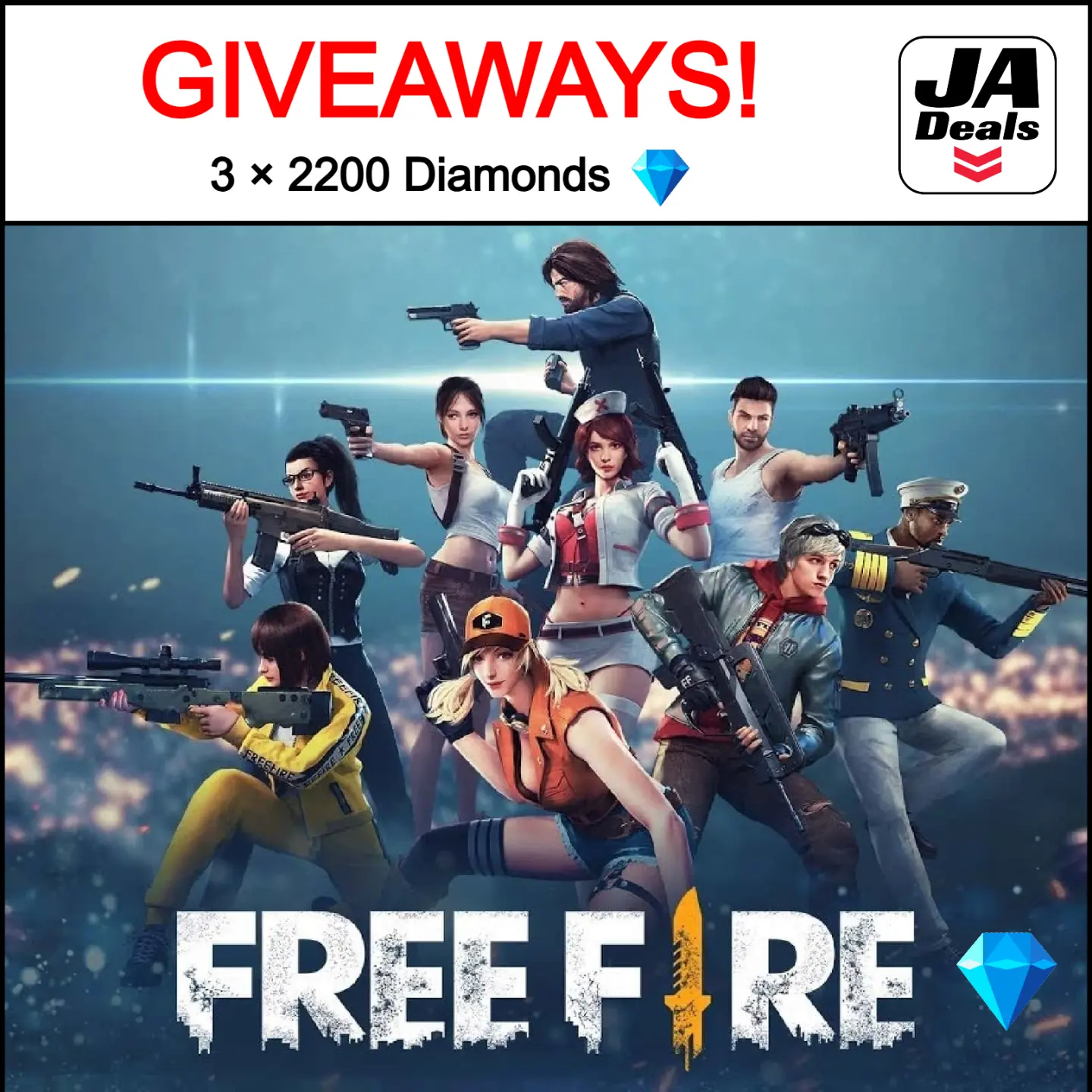JAdeals.com Facebook ad: Free Fire Diamonds Gift Cards, Fast Email Delivery! for…