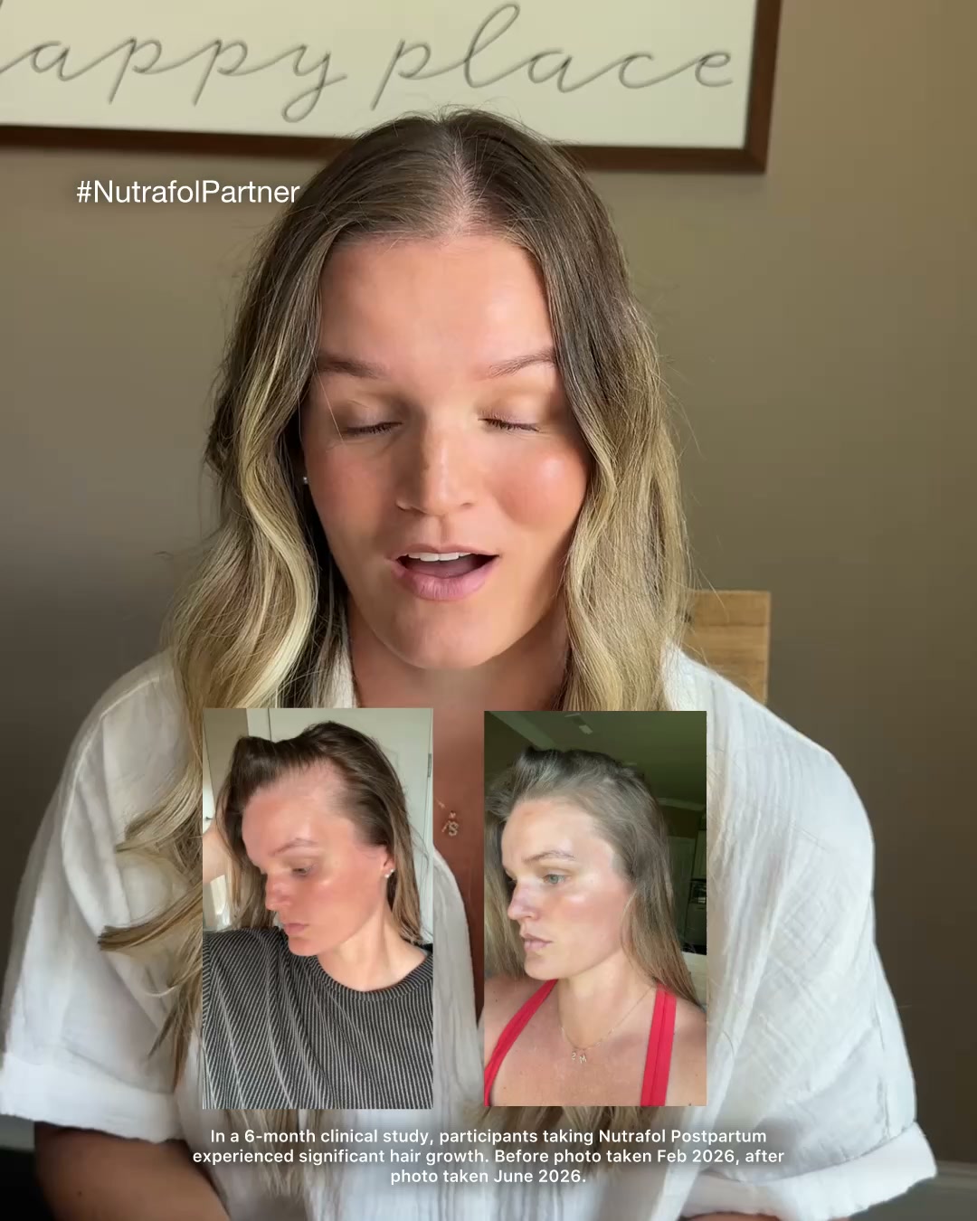 Nutrafol Facebook ad: Made for postpartum hair changes.
