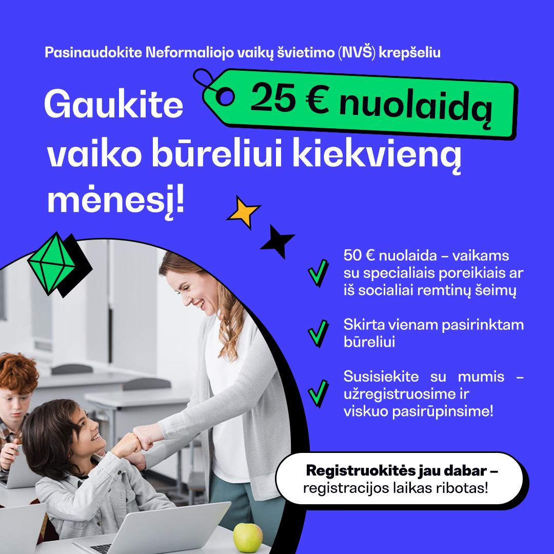 CodeAcademy Kids Facebook ad: Ar žinojote, kad vaiko būrelis kiekvieną mėnesį gali…