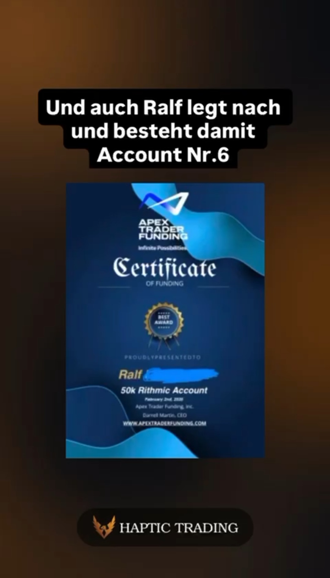 Haptic Trading Facebook ad: Kundenerfolge dank Market Decoding - unser Alltag