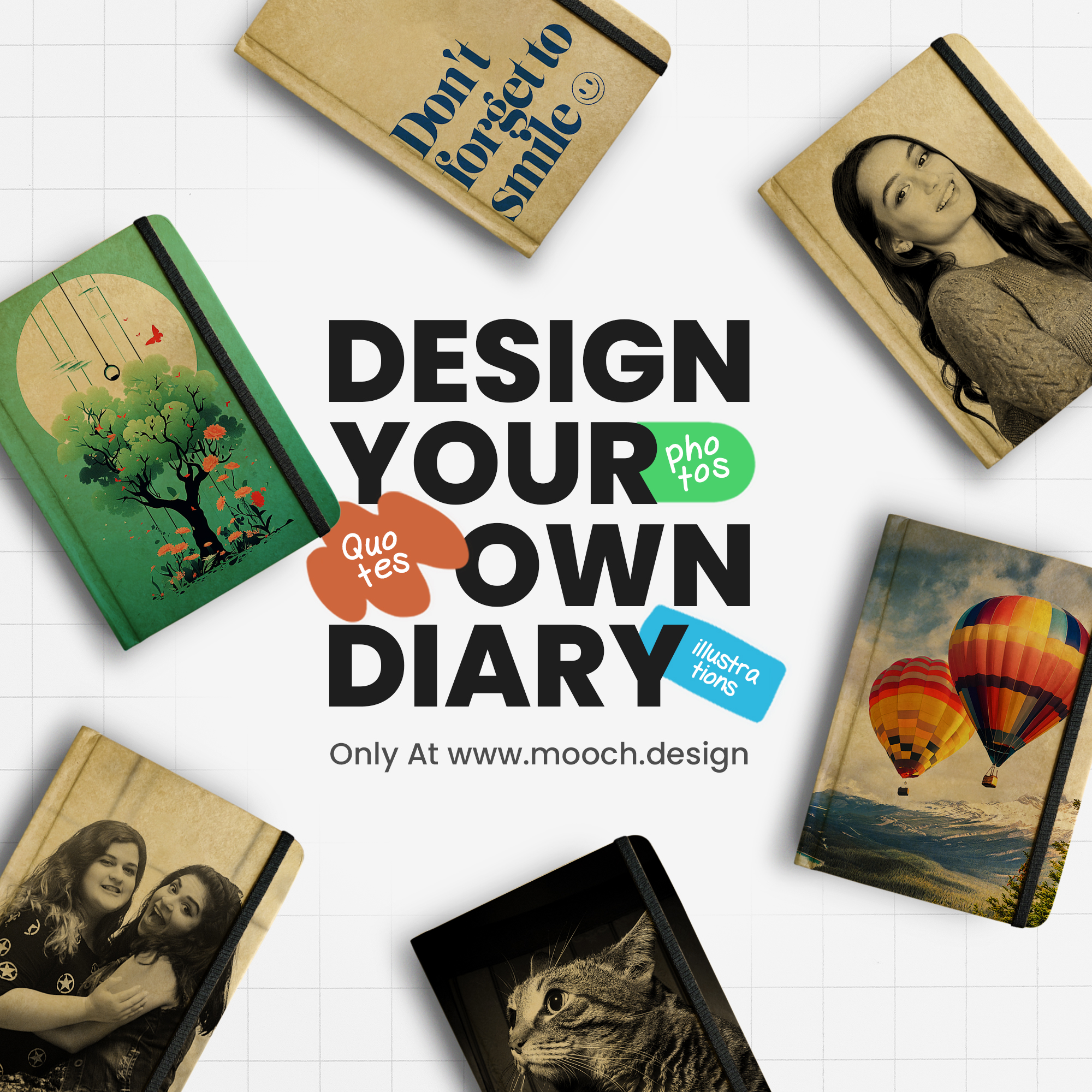 My.mooch Facebook ad: Shop Personalised Notebooks, Journals & Diaries Online