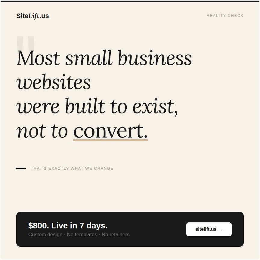 SiteLift Facebook ad: SiteLift | Professional Website Redesign in 7 Days