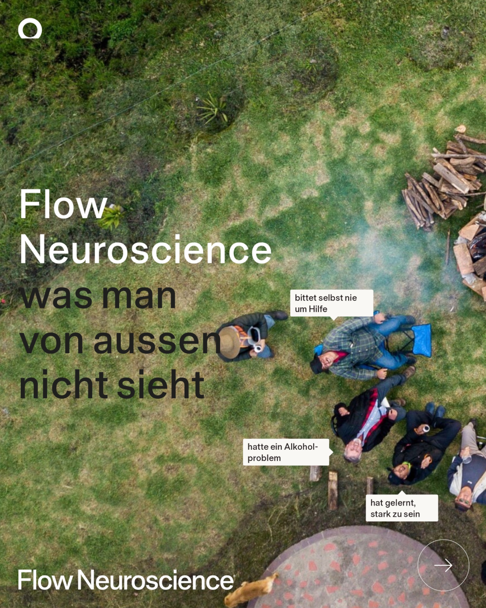 Flow Neuroscience Switzerland Facebook ad: «Jede Person trägt ihren eigenen Rucksack.