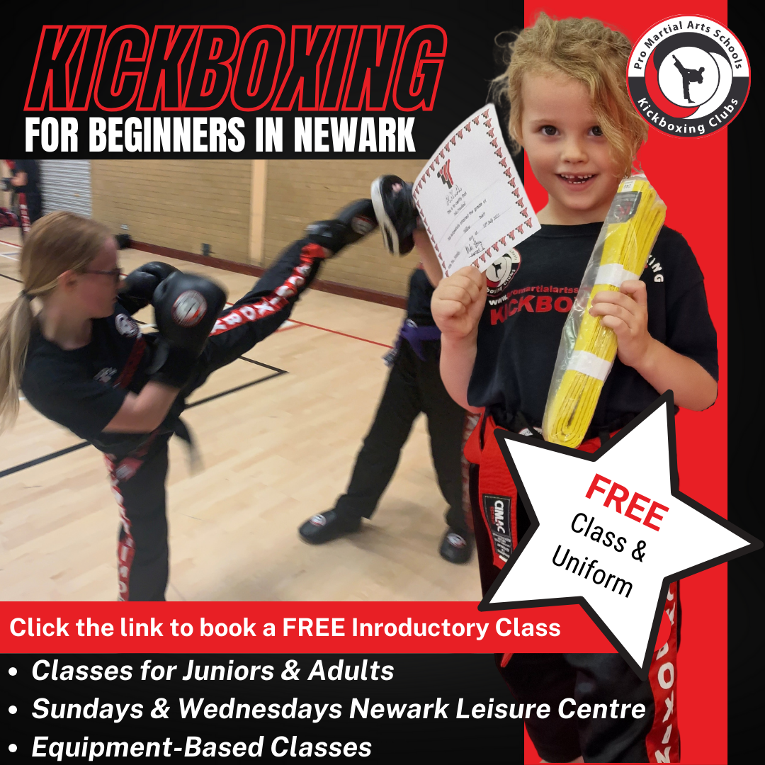 Pro Martial Arts Schools Newark Facebook ad: Kickboxing for Juniors Adults & Teenagers