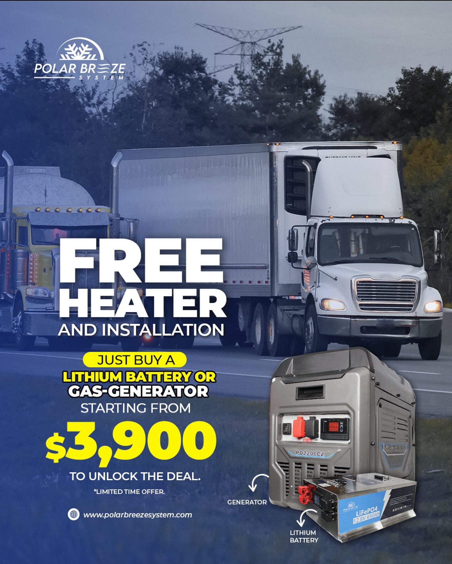 Polar Breeze System Facebook ad: Stay comfortable on the road without overspending.
