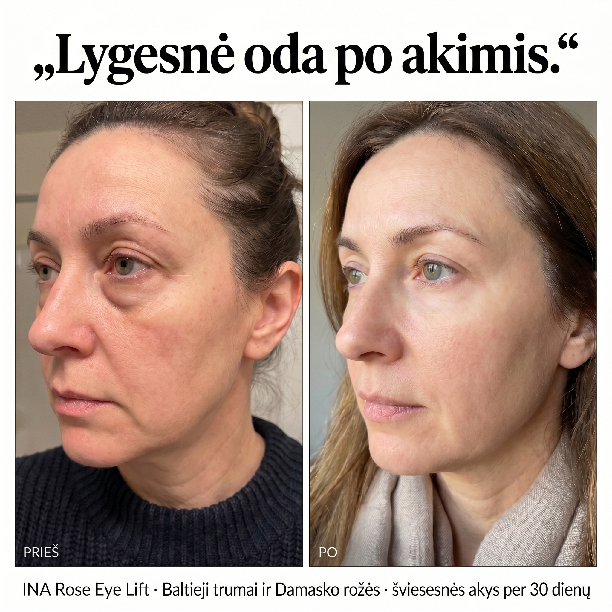 InaEssentials.lt - Šeimos Organinė Kosmetika Facebook ad: Tos pačios akys, po 30 dienų.