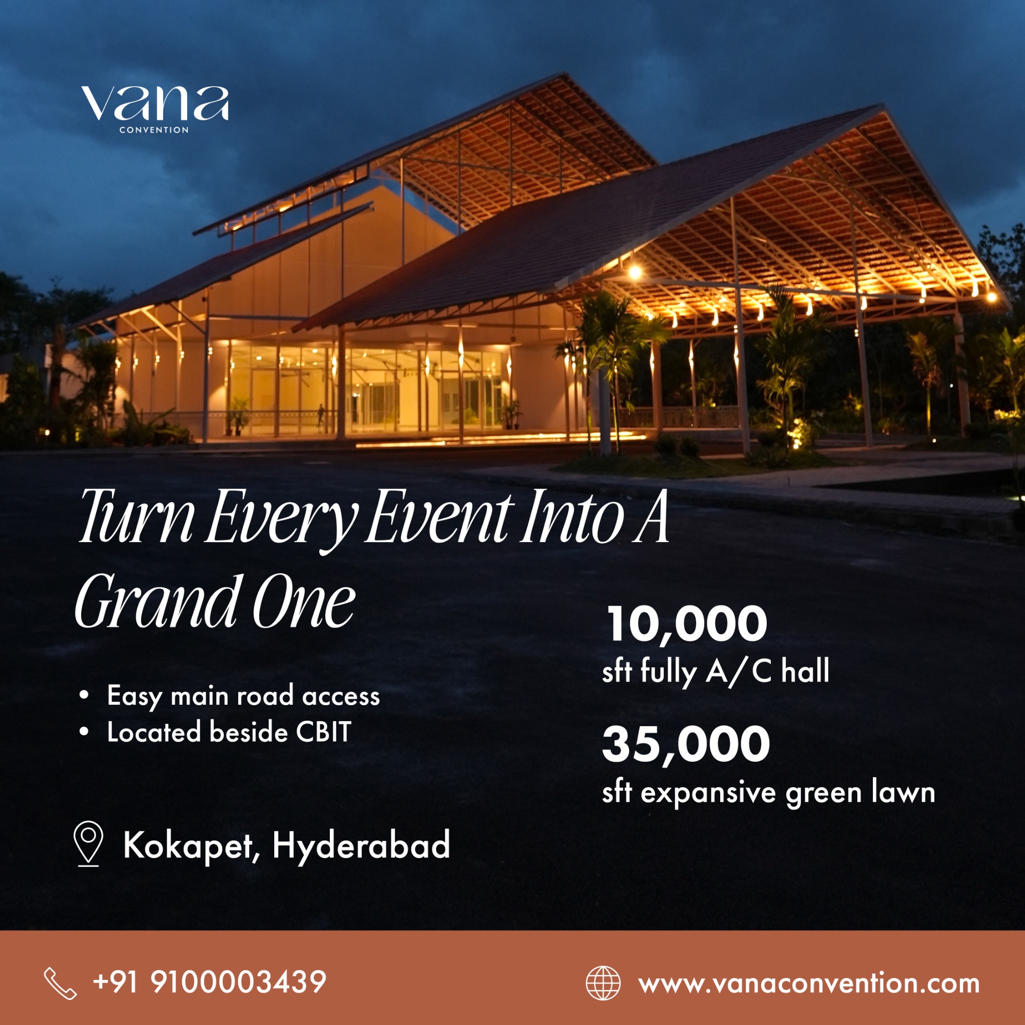 Vana Convention Facebook ad: Limited dates available. Book your event venue today.
