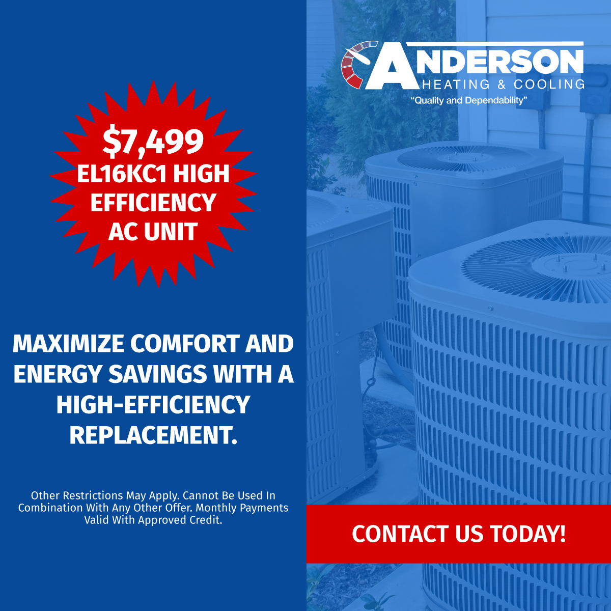 Anderson Heating & Cooling- Premier Oregon Dealer Facebook ad: Get $600 back on your new Air Conditioner