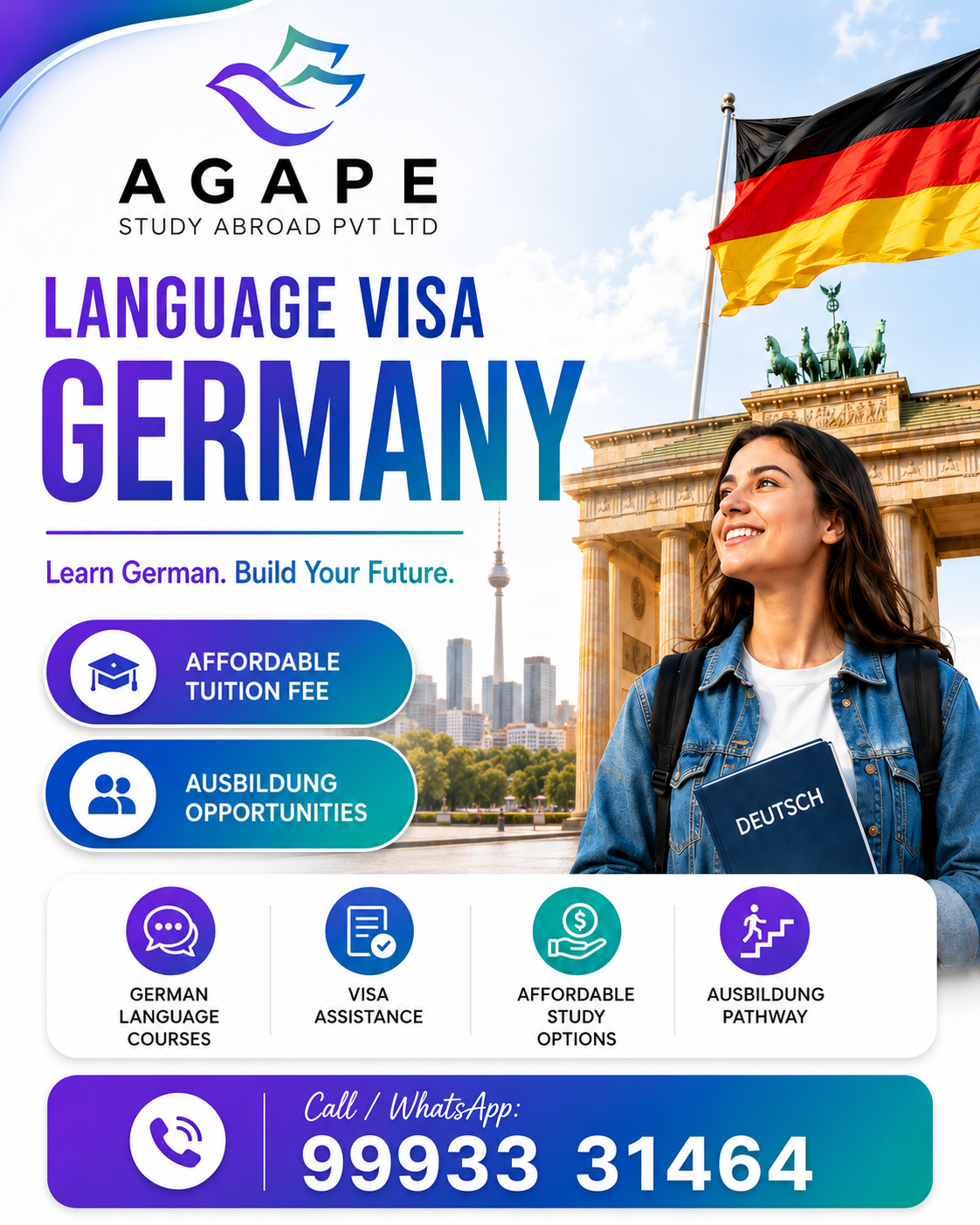 Agape Study Abroad Facebook ad: Learn German in Germany