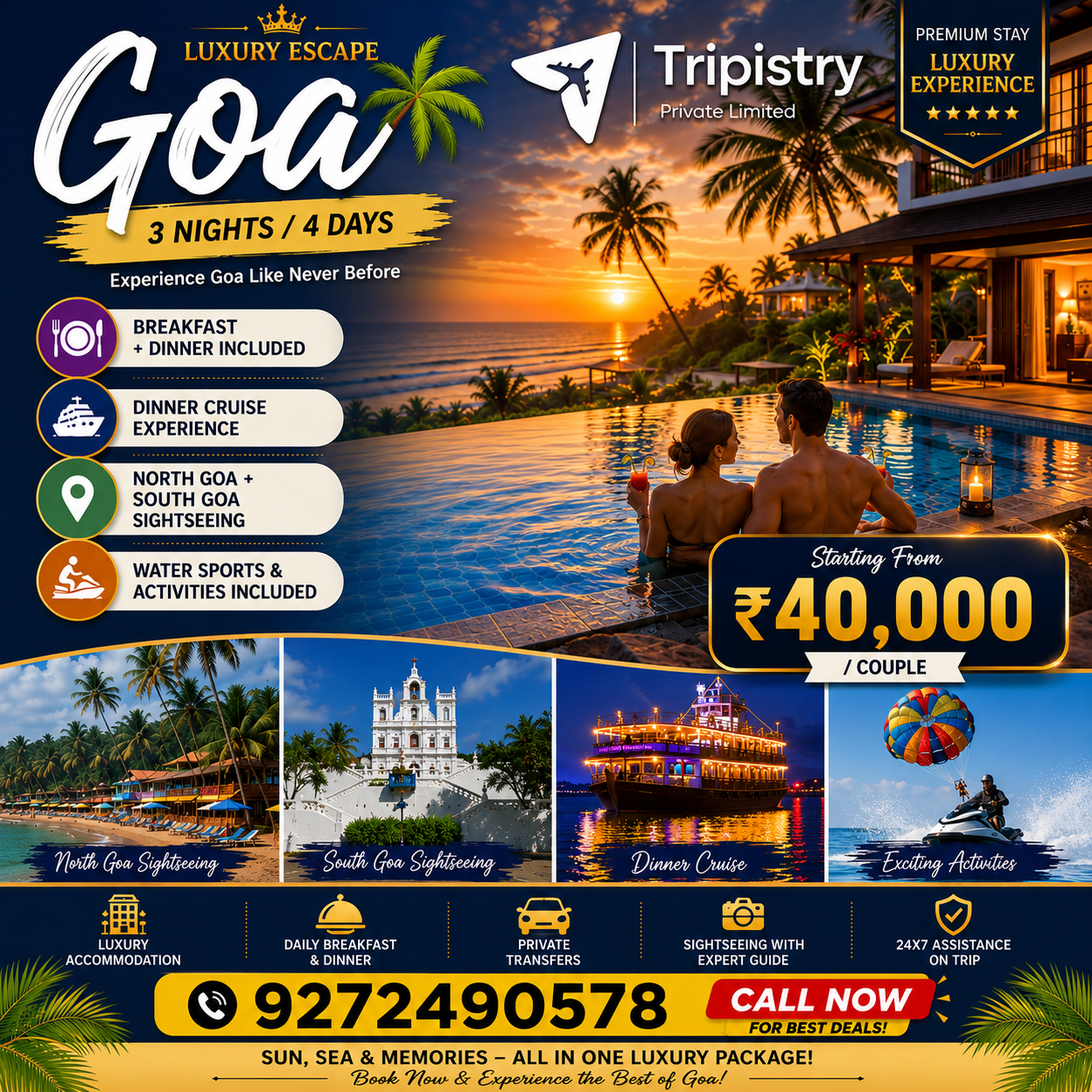 Tripistry Facebook ad: Luxury Goa Escape Starting at ₹40,000 per Couple