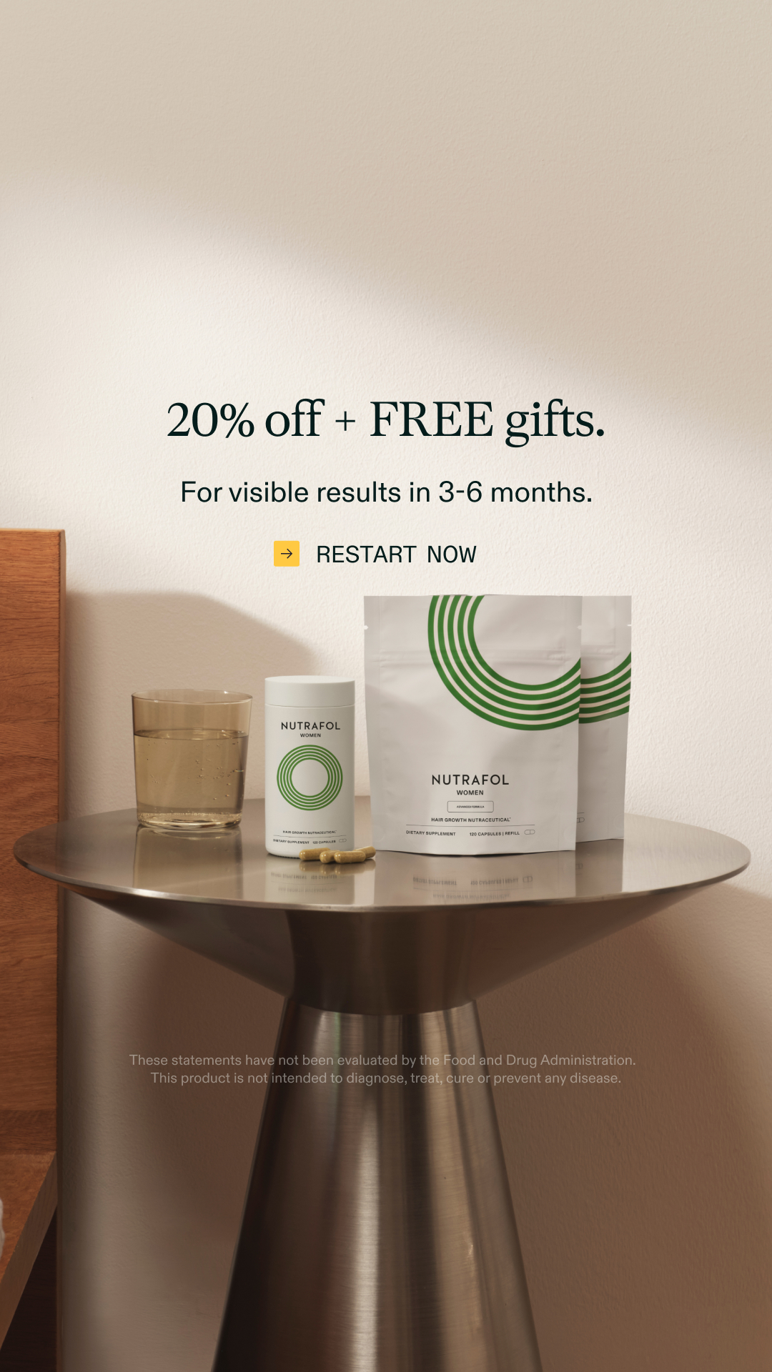 Nutrafol Facebook ad: Get back on track with 20% off.