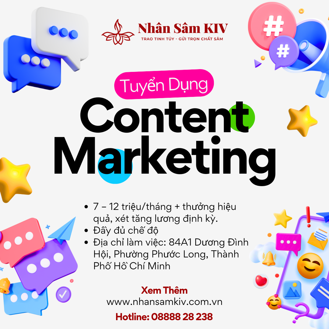 KIV - Hồng Sâm Enzyme Hàn Quốc Facebook ad: Tuyển Content Marketing, Vẽ nên câu chuyện thương hiệu…