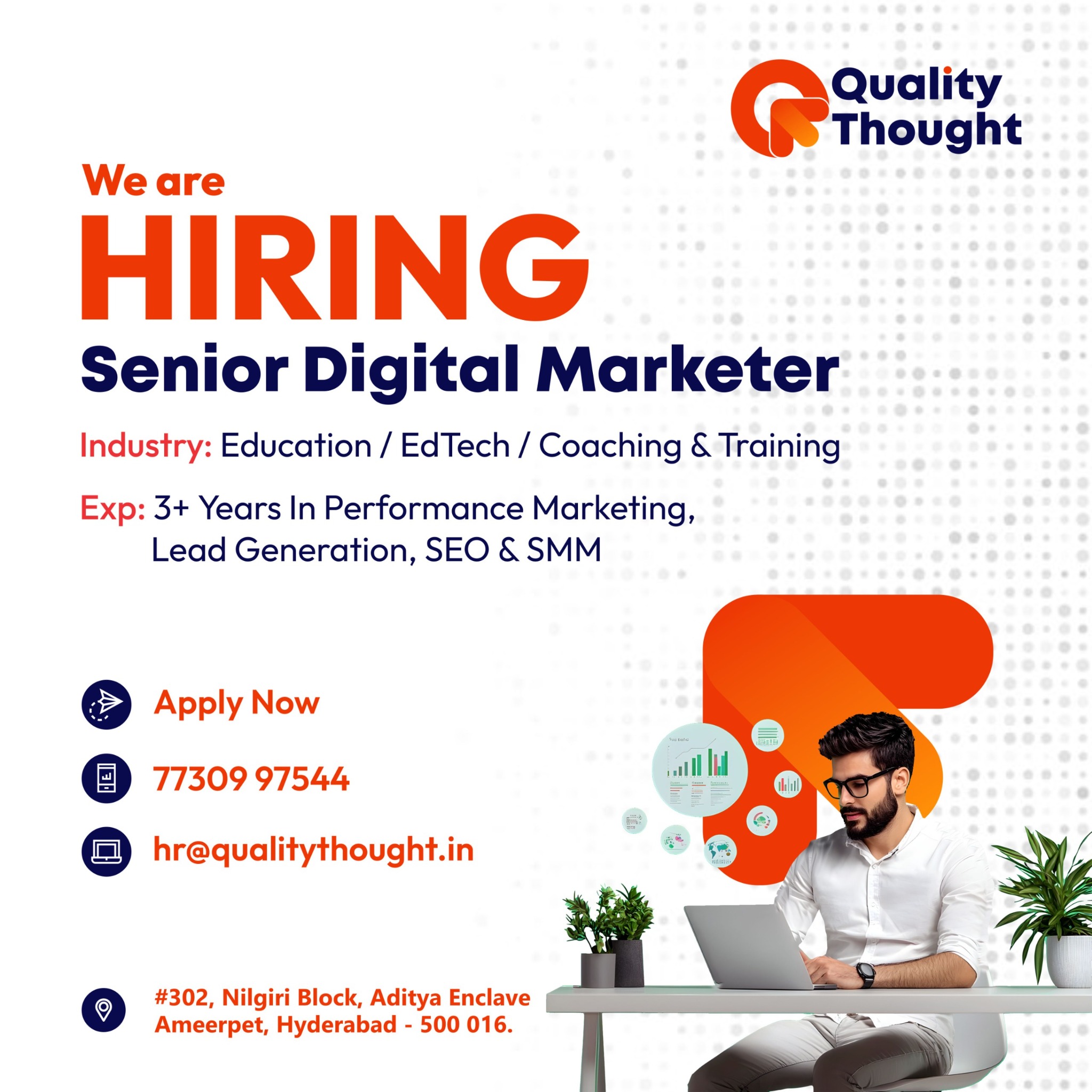 Quality Thought Technologies Facebook ad: We’re Hiring: Senior Digital Marketer (3+ Years Experience)