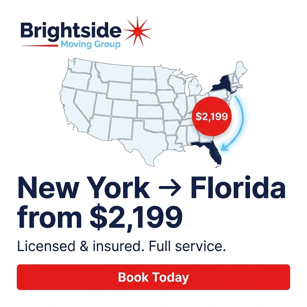Brightside Moving Group Facebook ad: NY to FL Full Service. From $2,199.