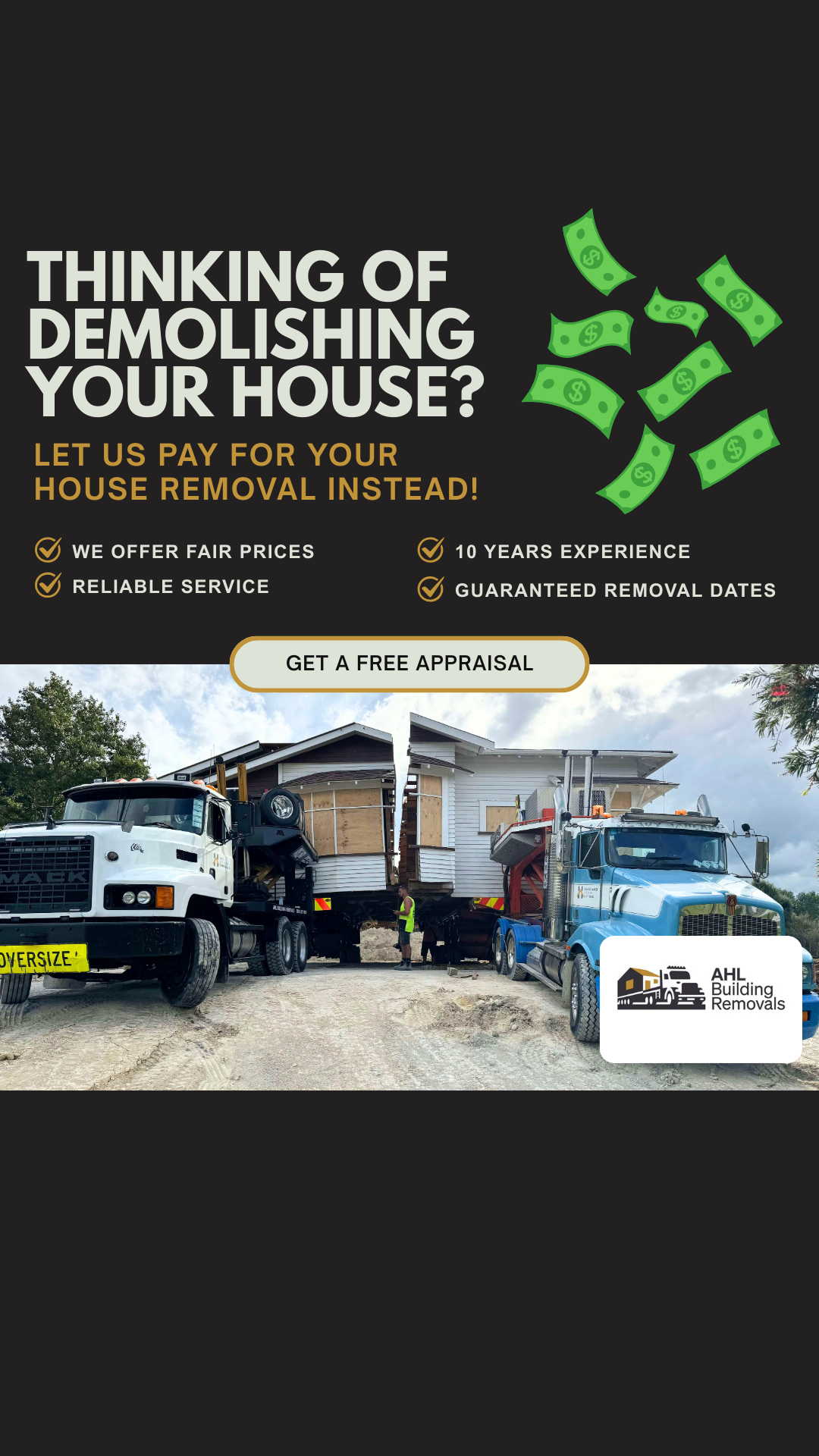AHL Building Removals Facebook ad from May 16, 2026