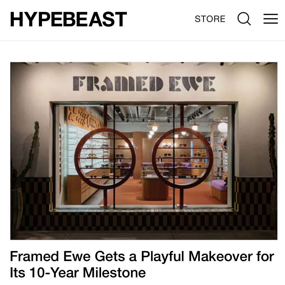 FRAMED EWE Optical Facebook ad: @hypebeast