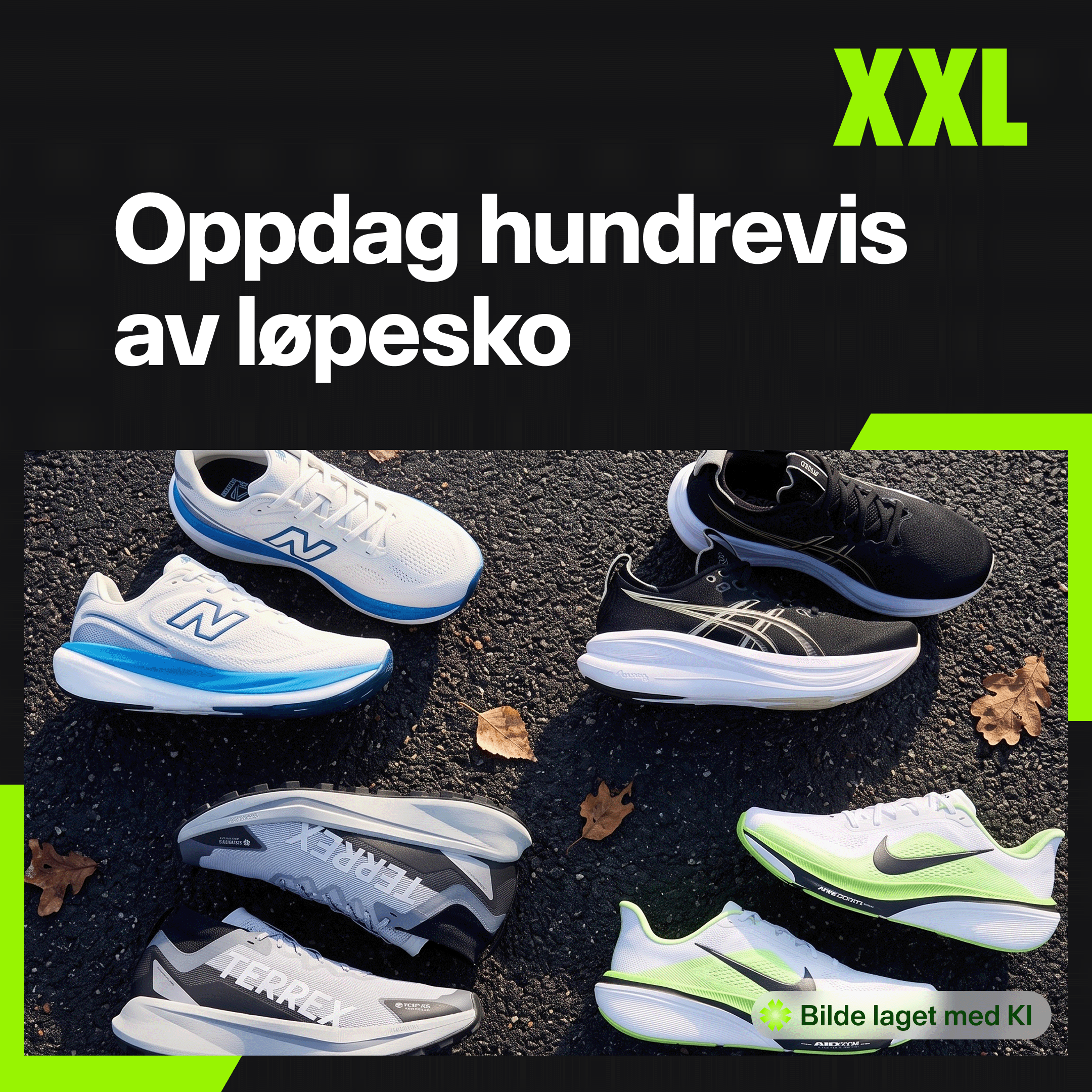 XXL Sport & Villmark Facebook ad: Hundrevis av løpesko, finn din perfekte match