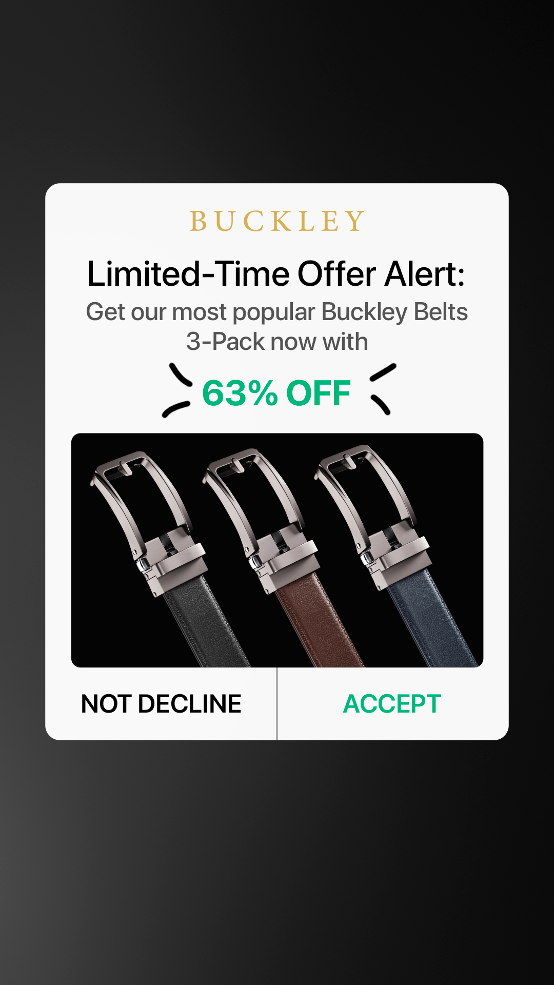 Buckley Belts Facebook ad