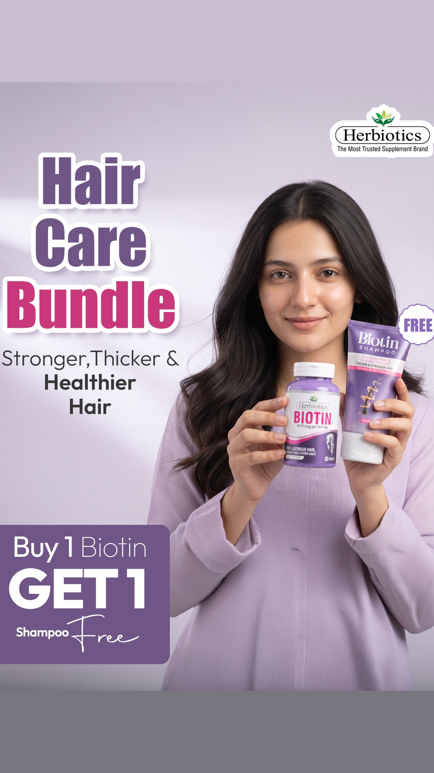 Herbiotics Health Care Facebook ad: Get Free Biotin Shampoo