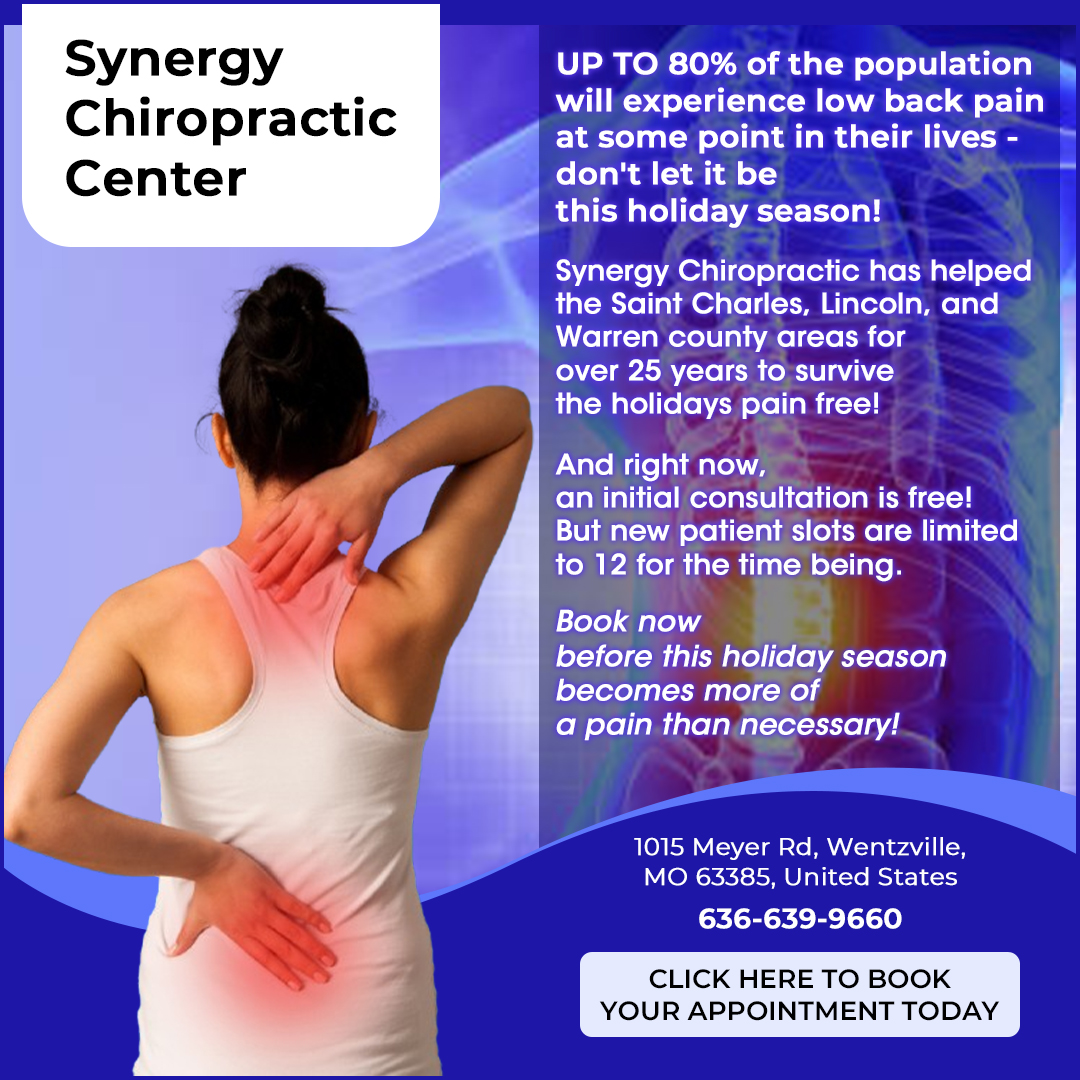 Synergy Chiropractic Center Facebook ad: Book Your Chiropractic Appointment Today