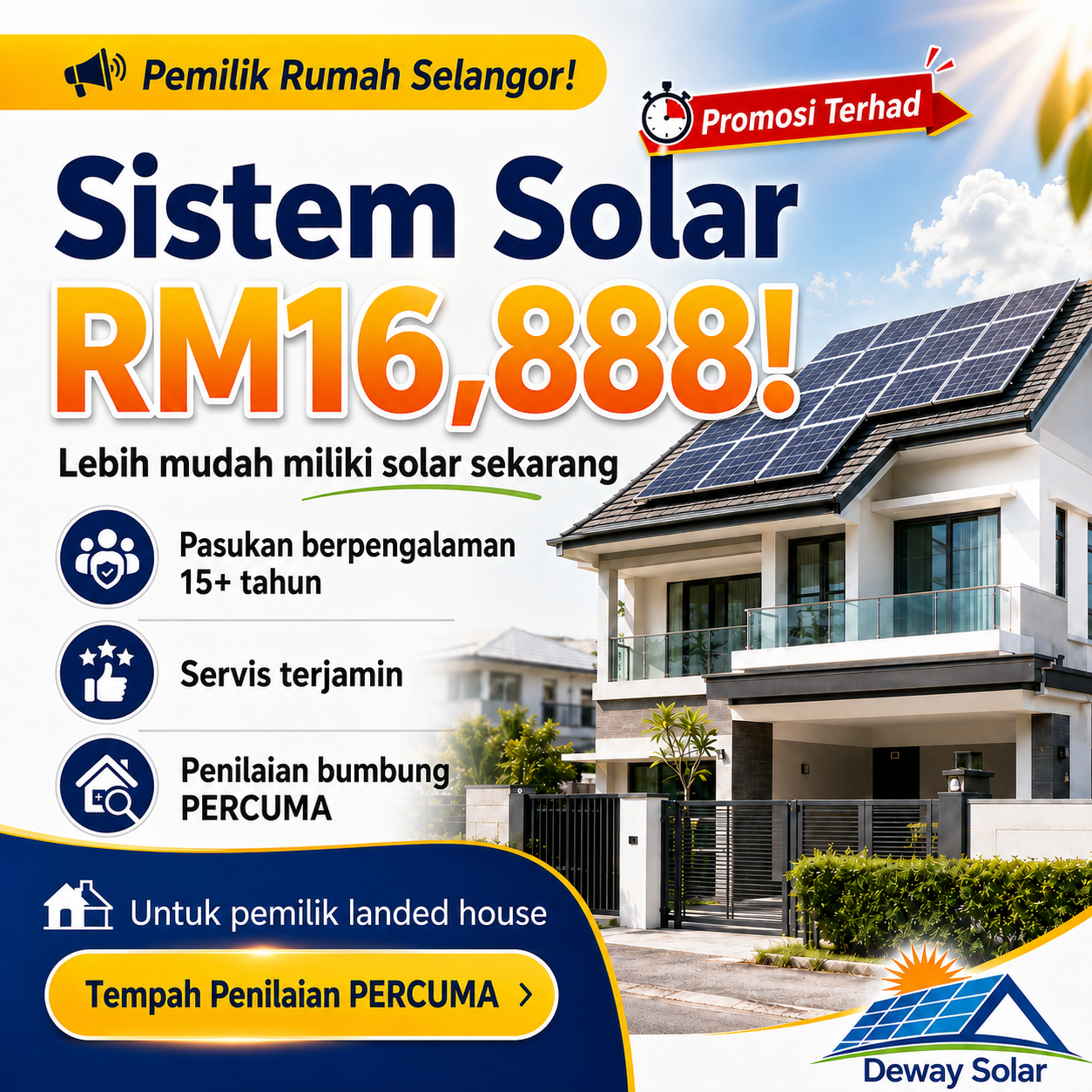 DeWay Design & Build Solar Sdn Bhd Facebook ad: Tempah konsultasi PERCUMA